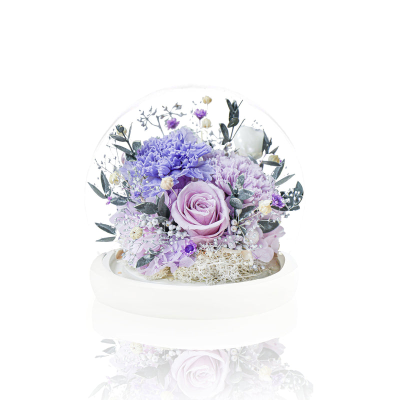 Preserved Carnation Glass Ball - Lavender