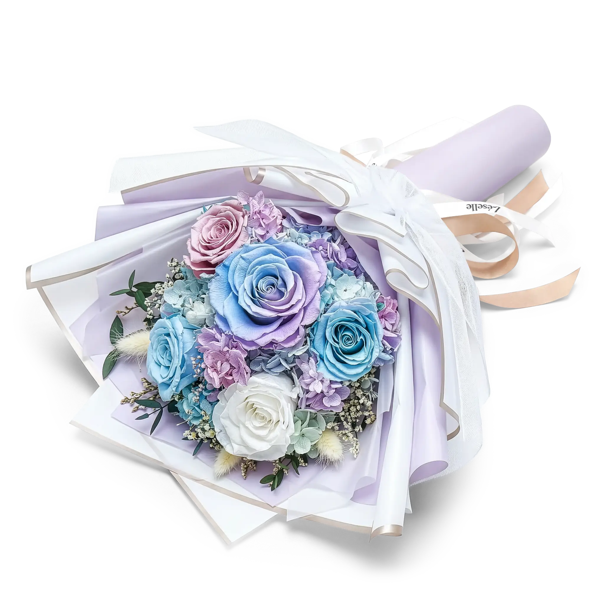 Preserved Flower Bouquet - Blue / Purple Two Toned Roses