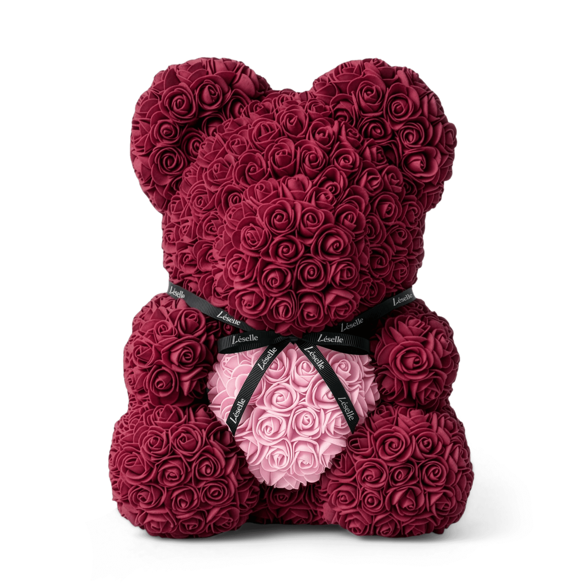 Handmade Rose Bear - Burgundy