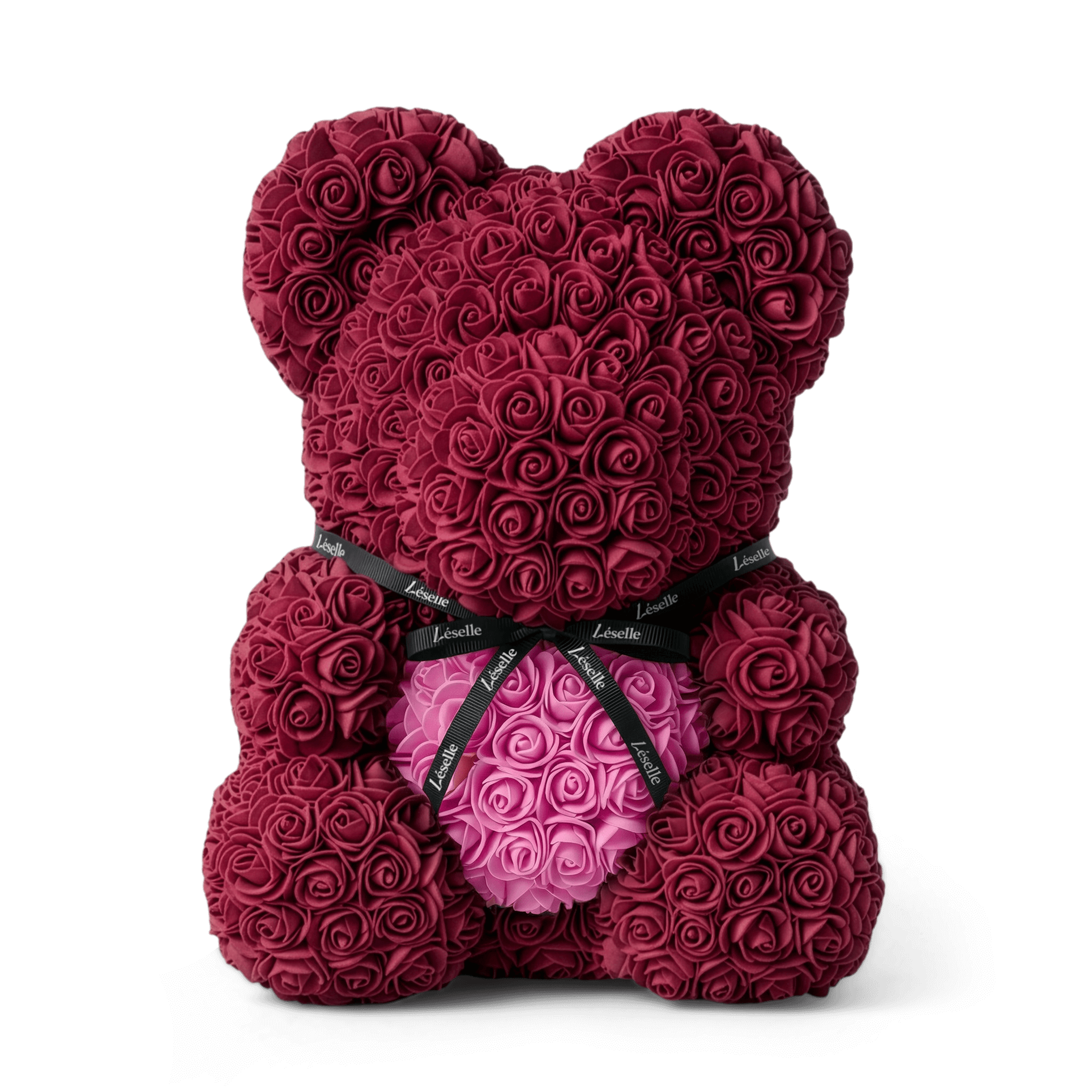 Handmade Rose Bear - Burgundy