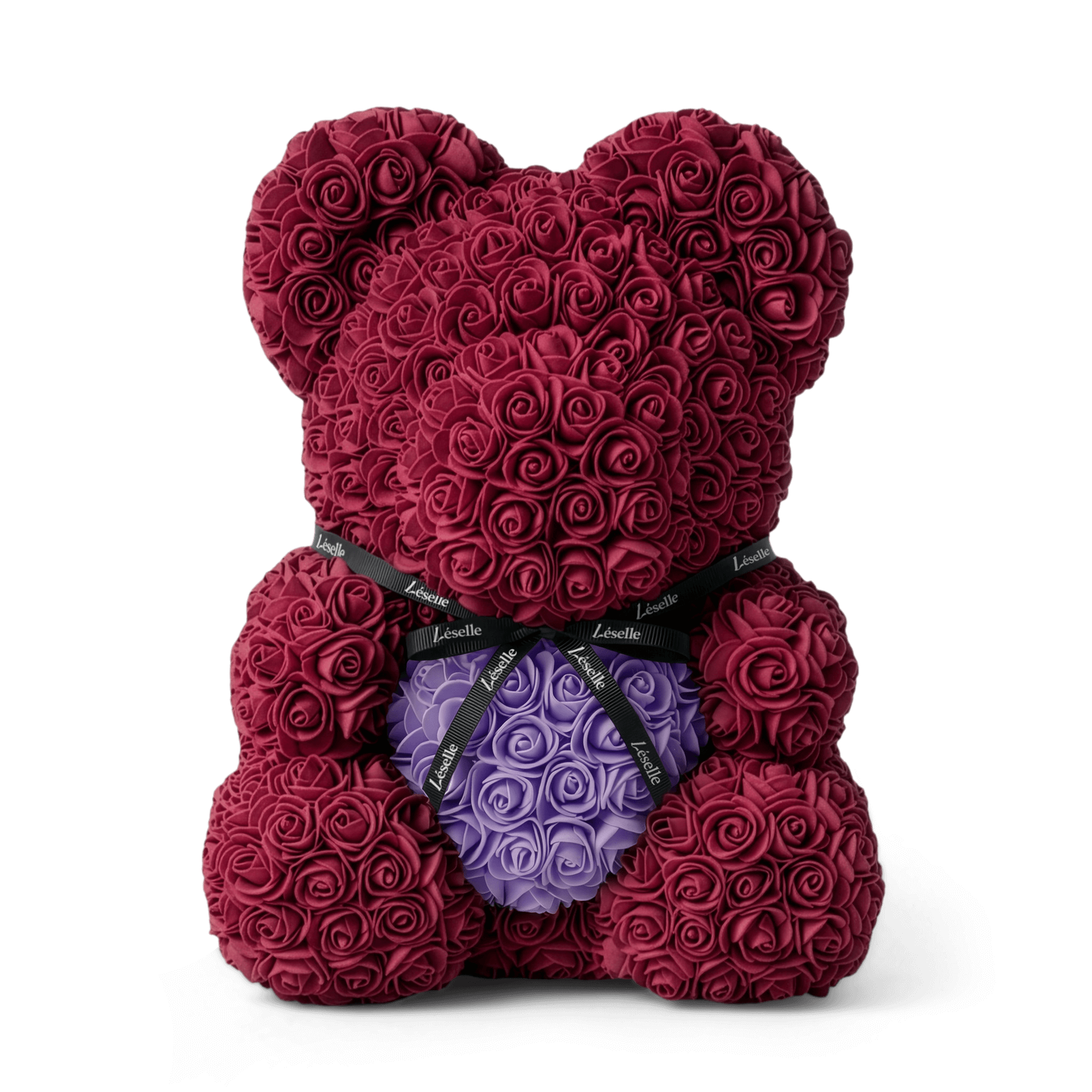 Handmade Rose Bear - Burgundy