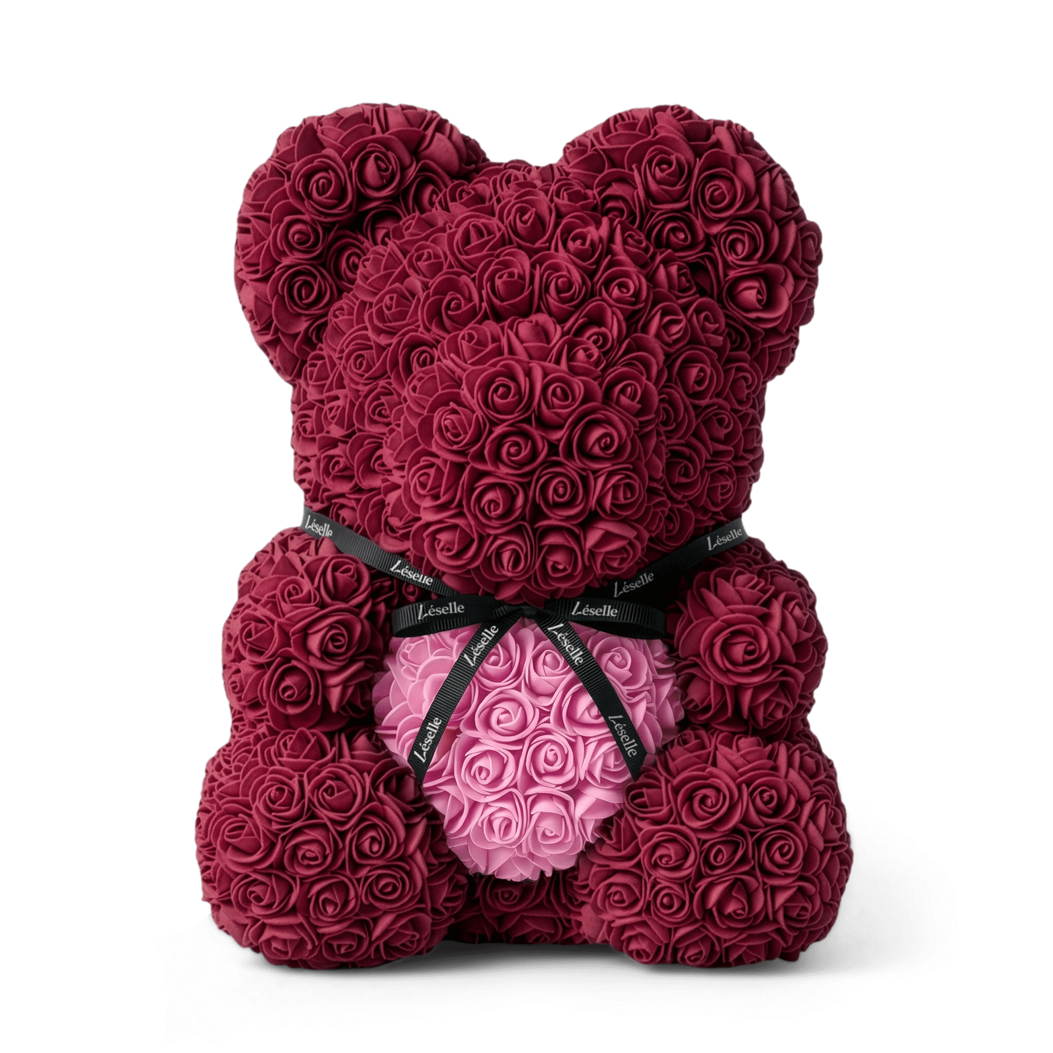 Handmade Rose Bear - Burgundy