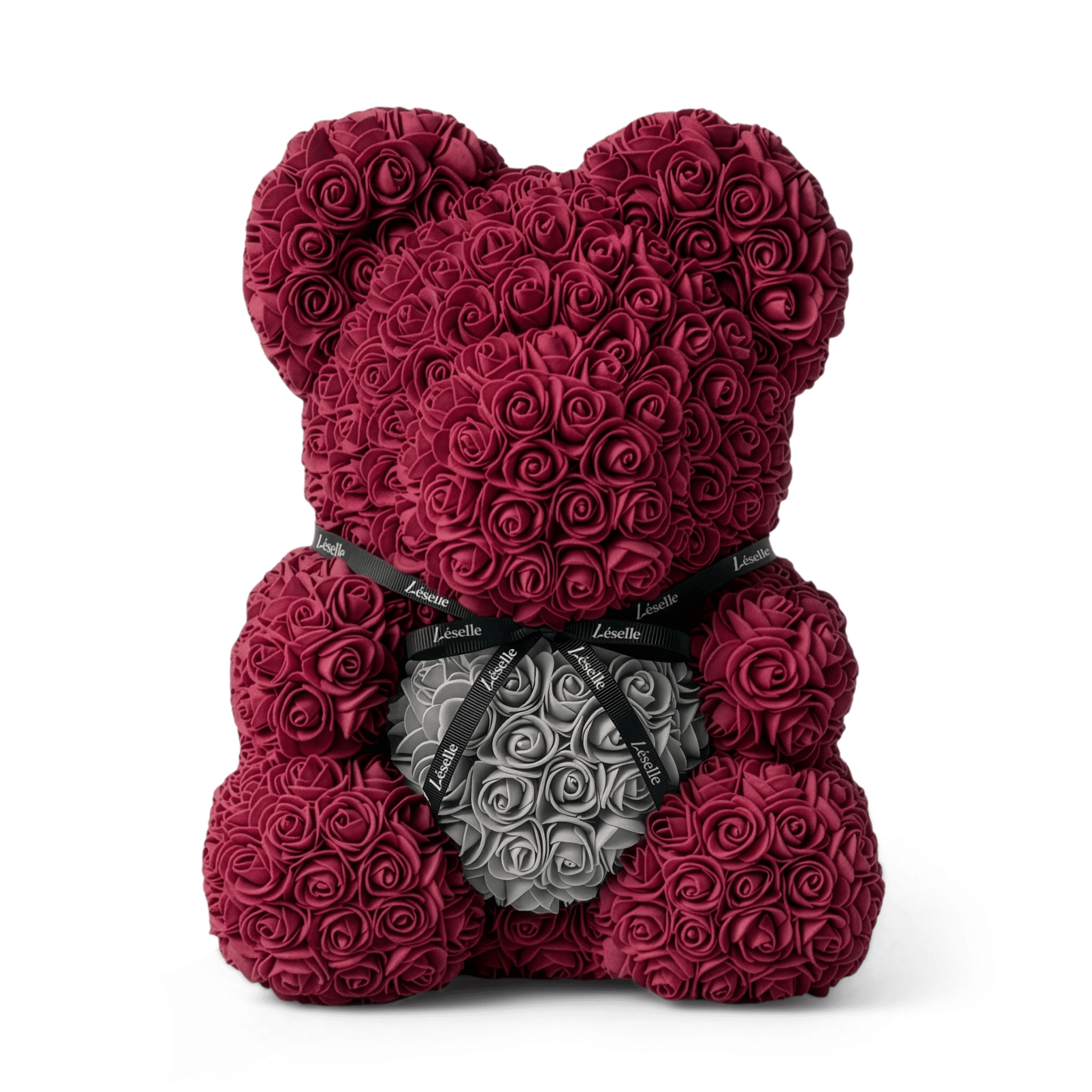 Handmade Rose Bear - Burgundy