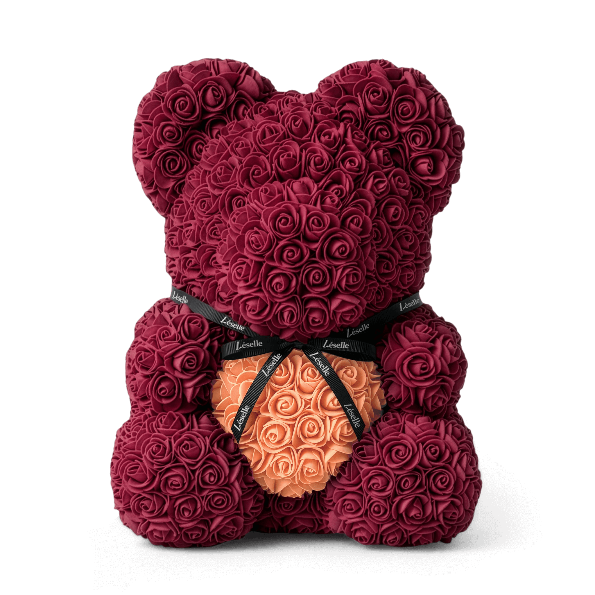 Handmade Rose Bear - Burgundy