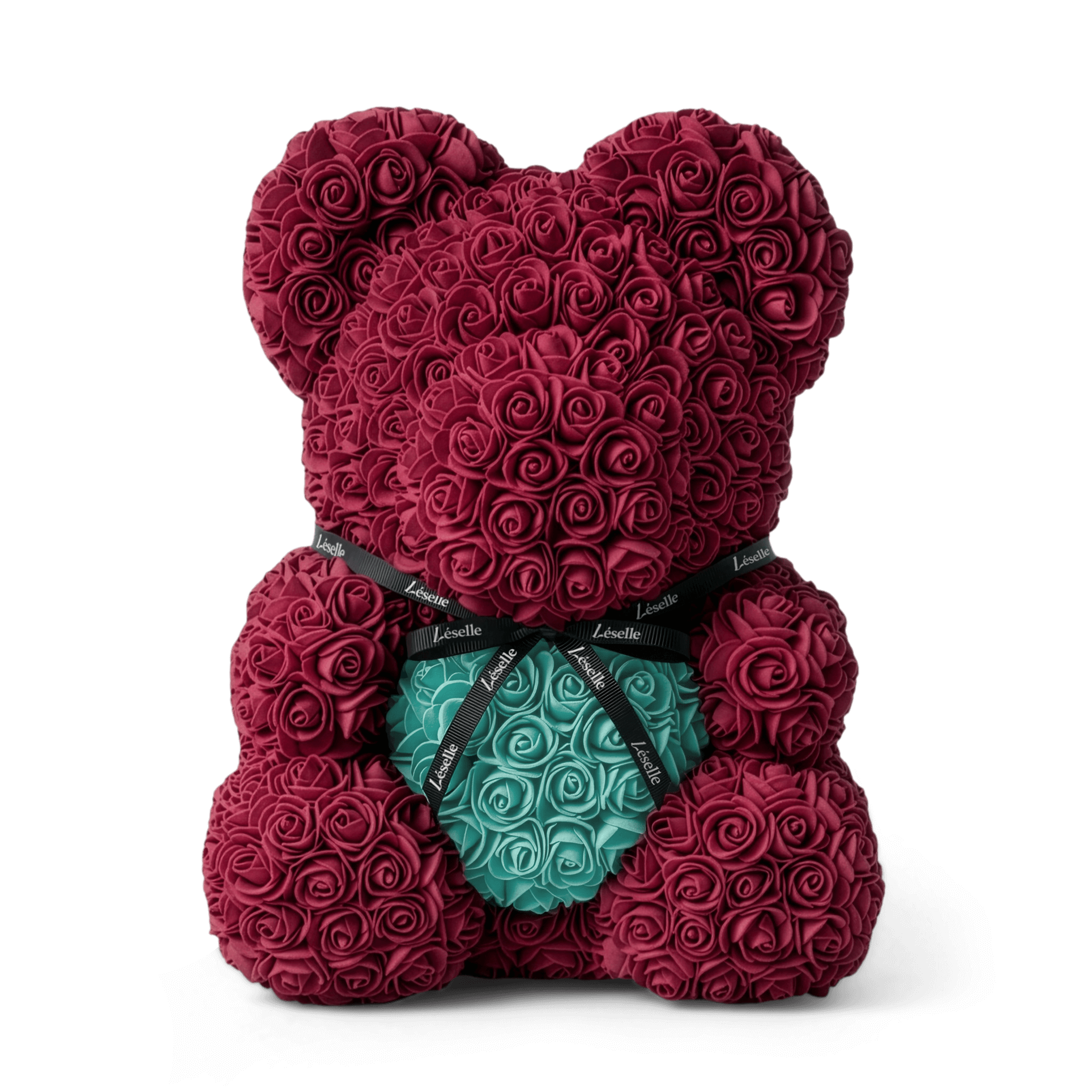 Handmade Rose Bear - Burgundy