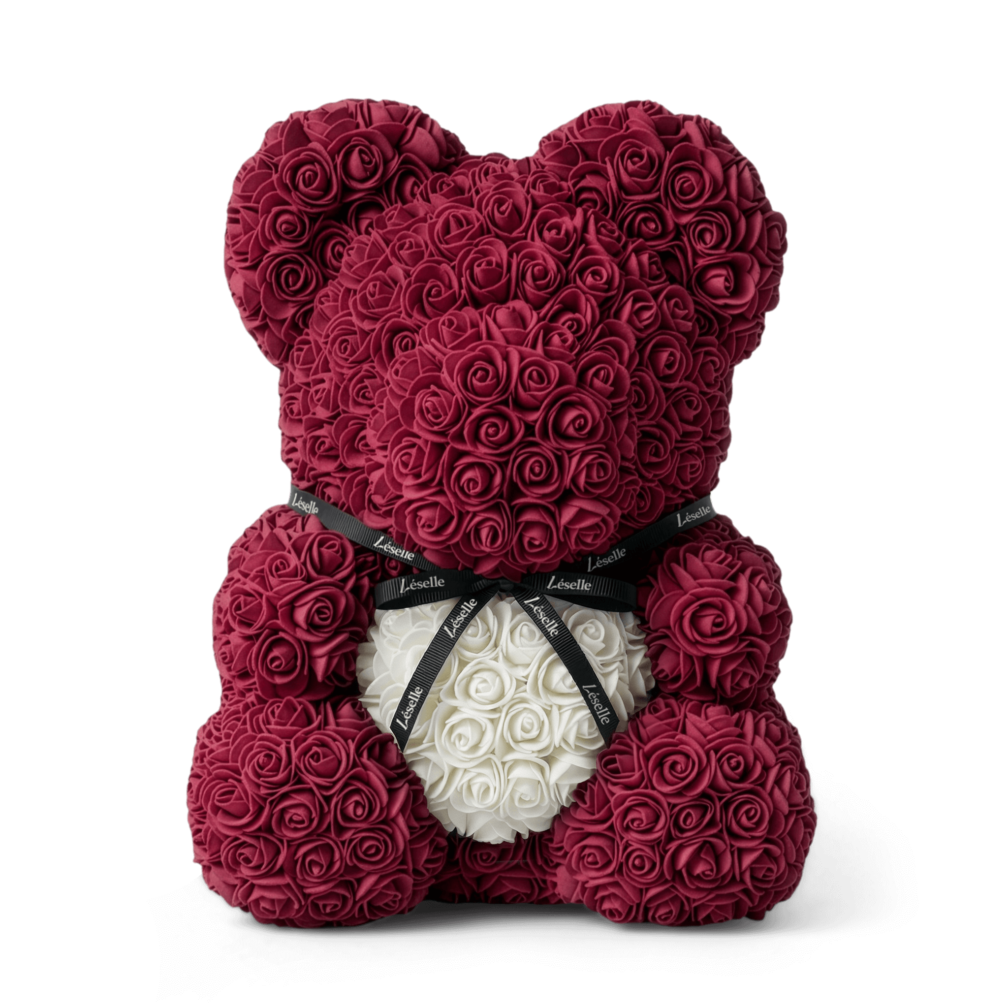 Handmade Rose Bear - Burgundy