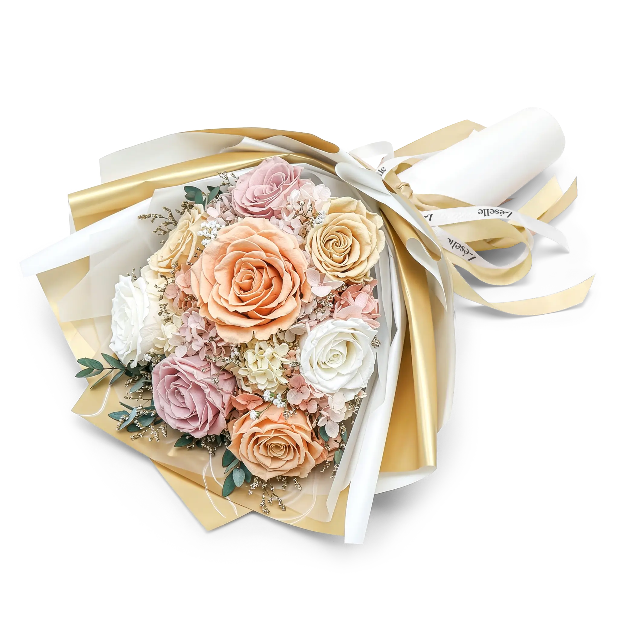 Preserved Flower Bouquet - Champagne Roses