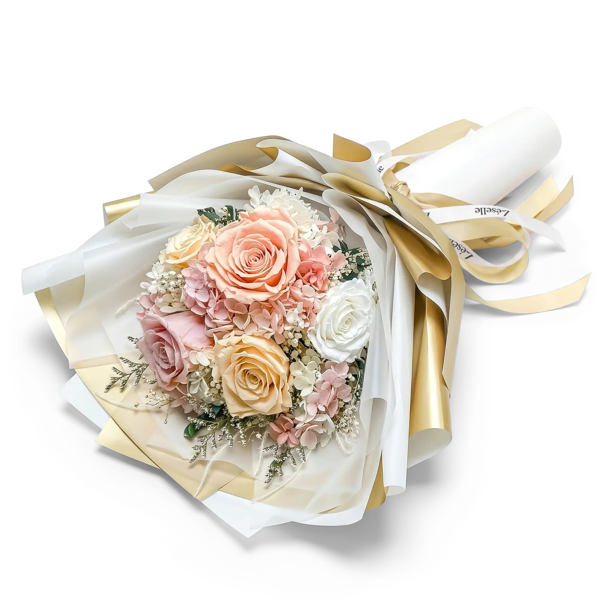 Preserved Flower Bouquet - Champagne Roses
