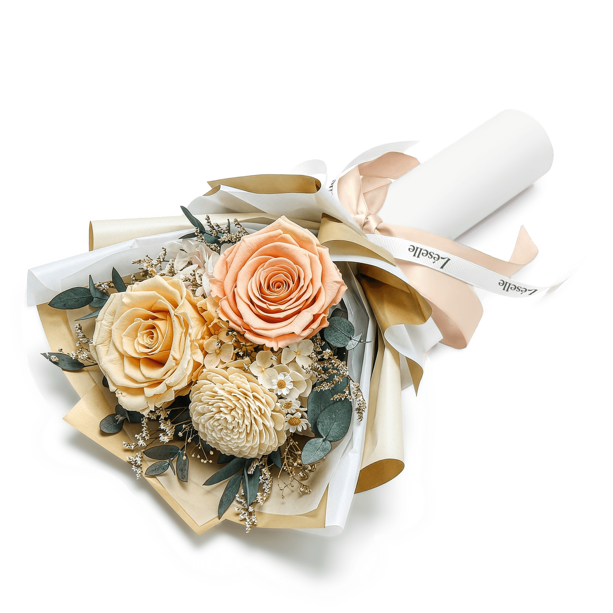 Mini Preserved Rose Bouquet - Champagne