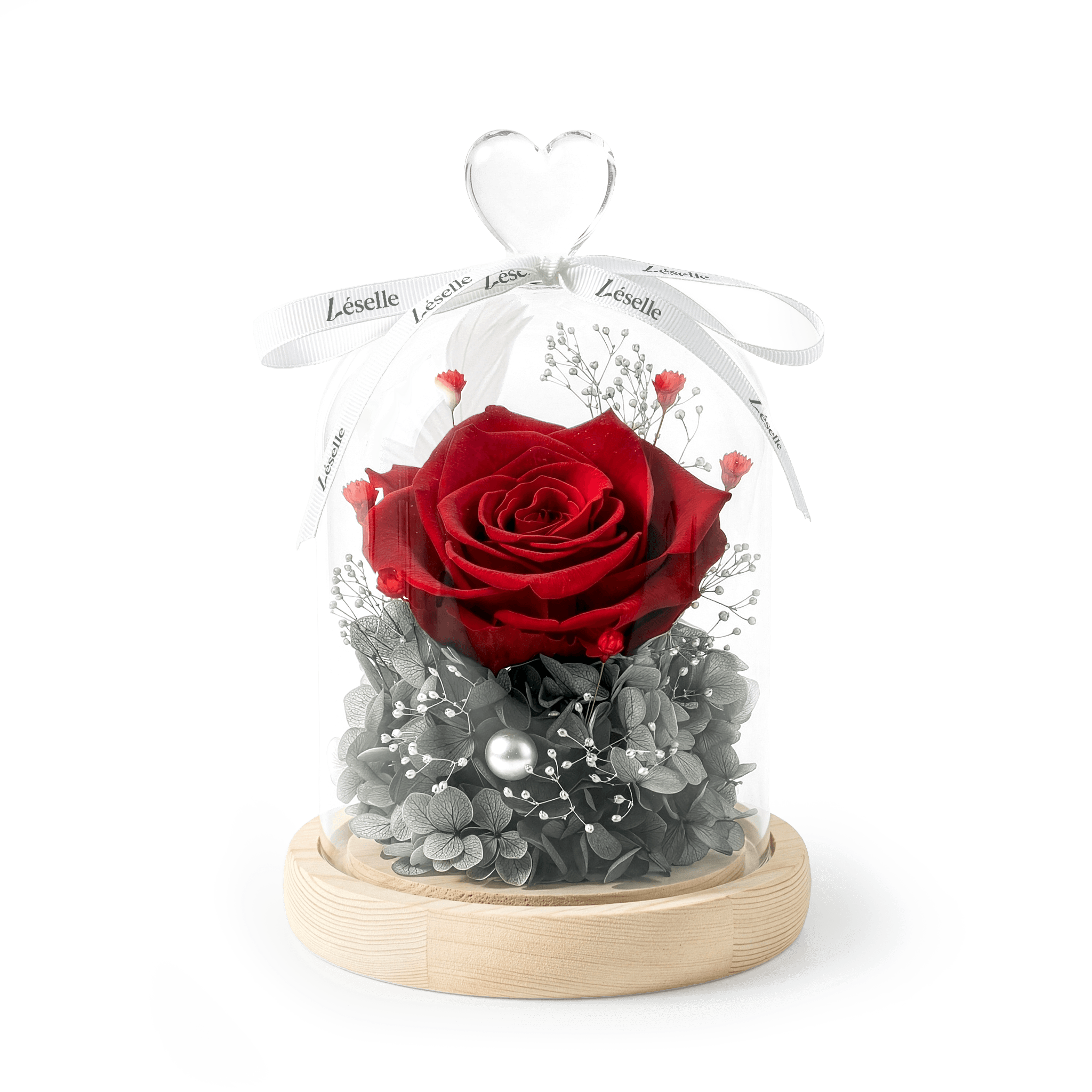 Enchanted Preserved Rose - Classic Red / Grey Green