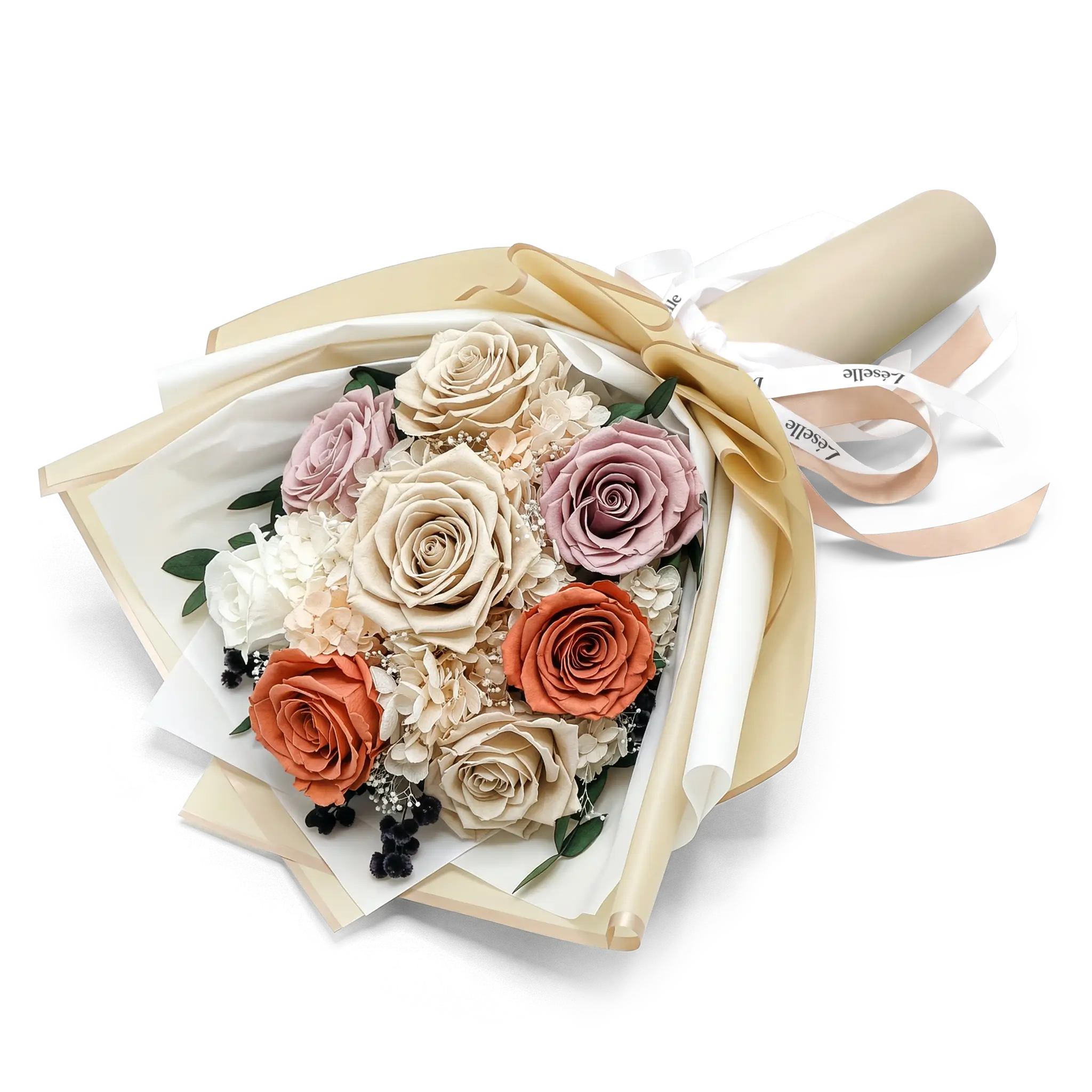 Preserved Flower Bouquet - Milk Tea Roses