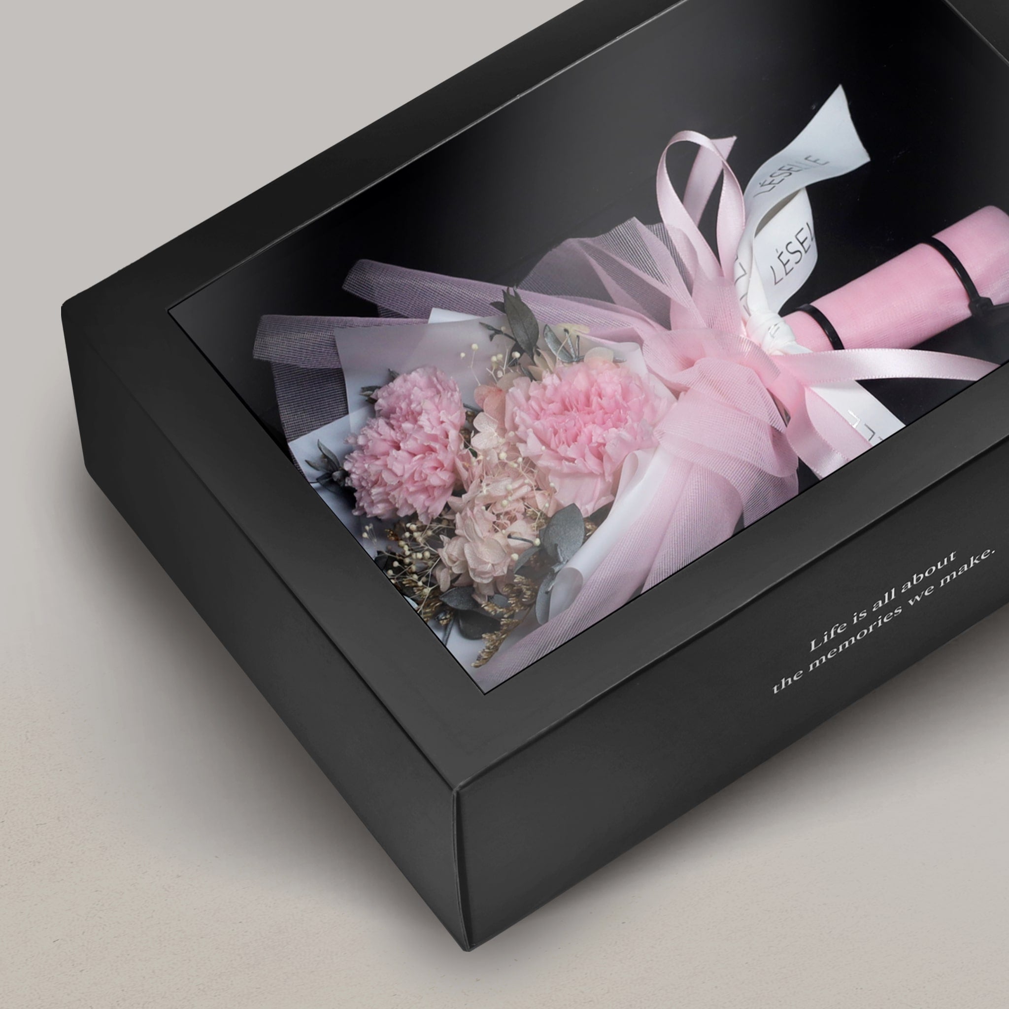 Soft Pink Duo Preserved Carnation Bouquet
