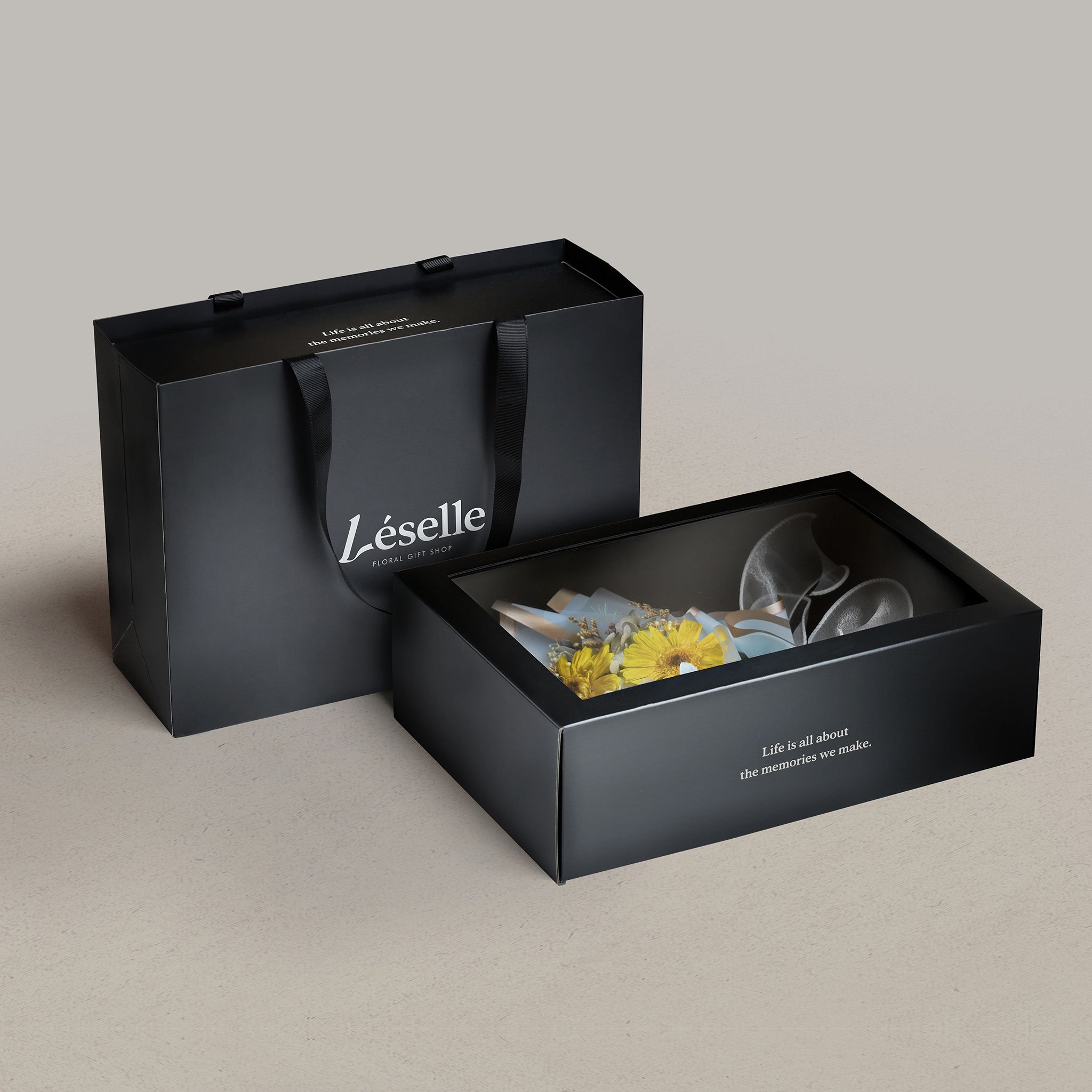 Sunlit Azure Yellow Duo Preserved Gerbera Bouquet