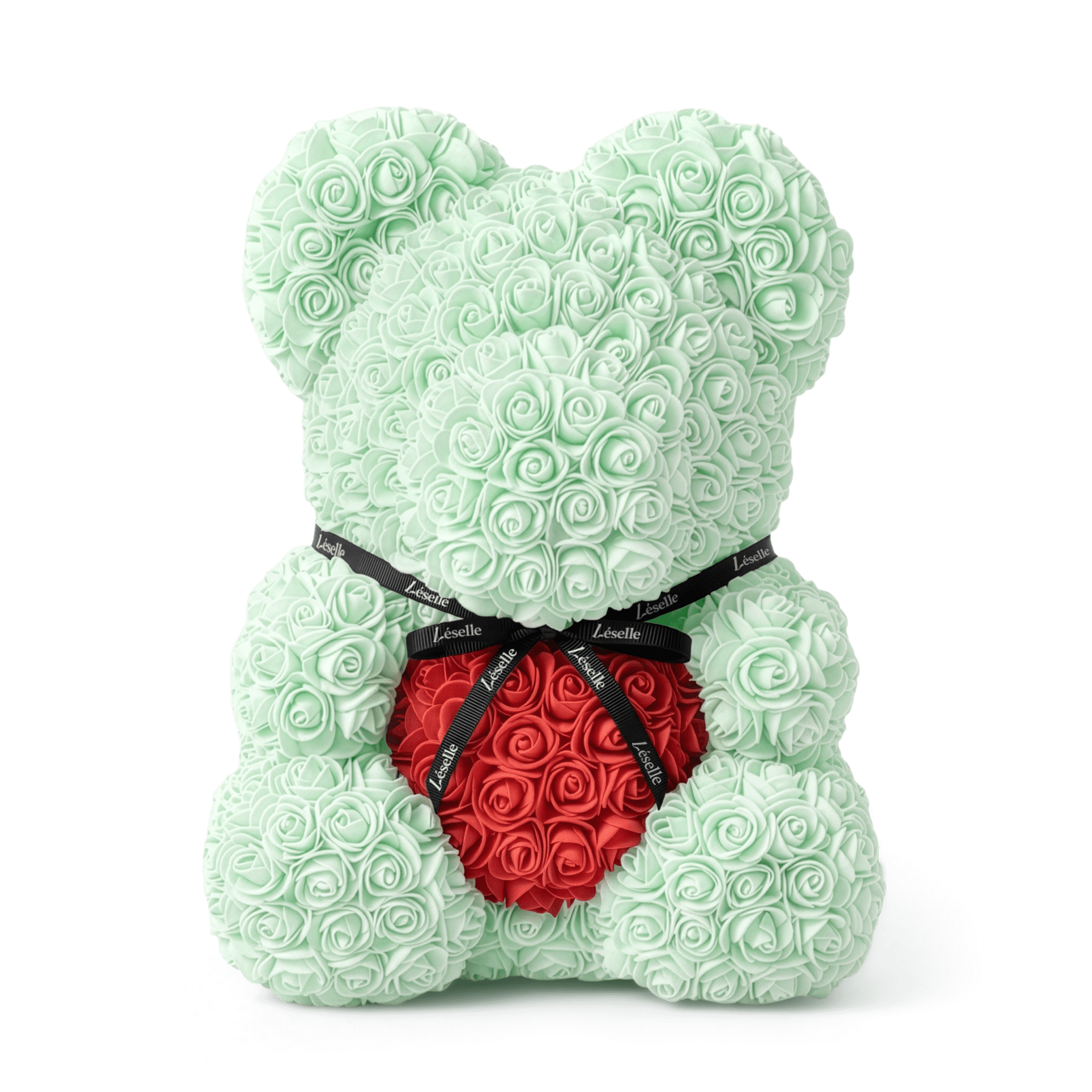 Handmade Rose Bear - Mint Green