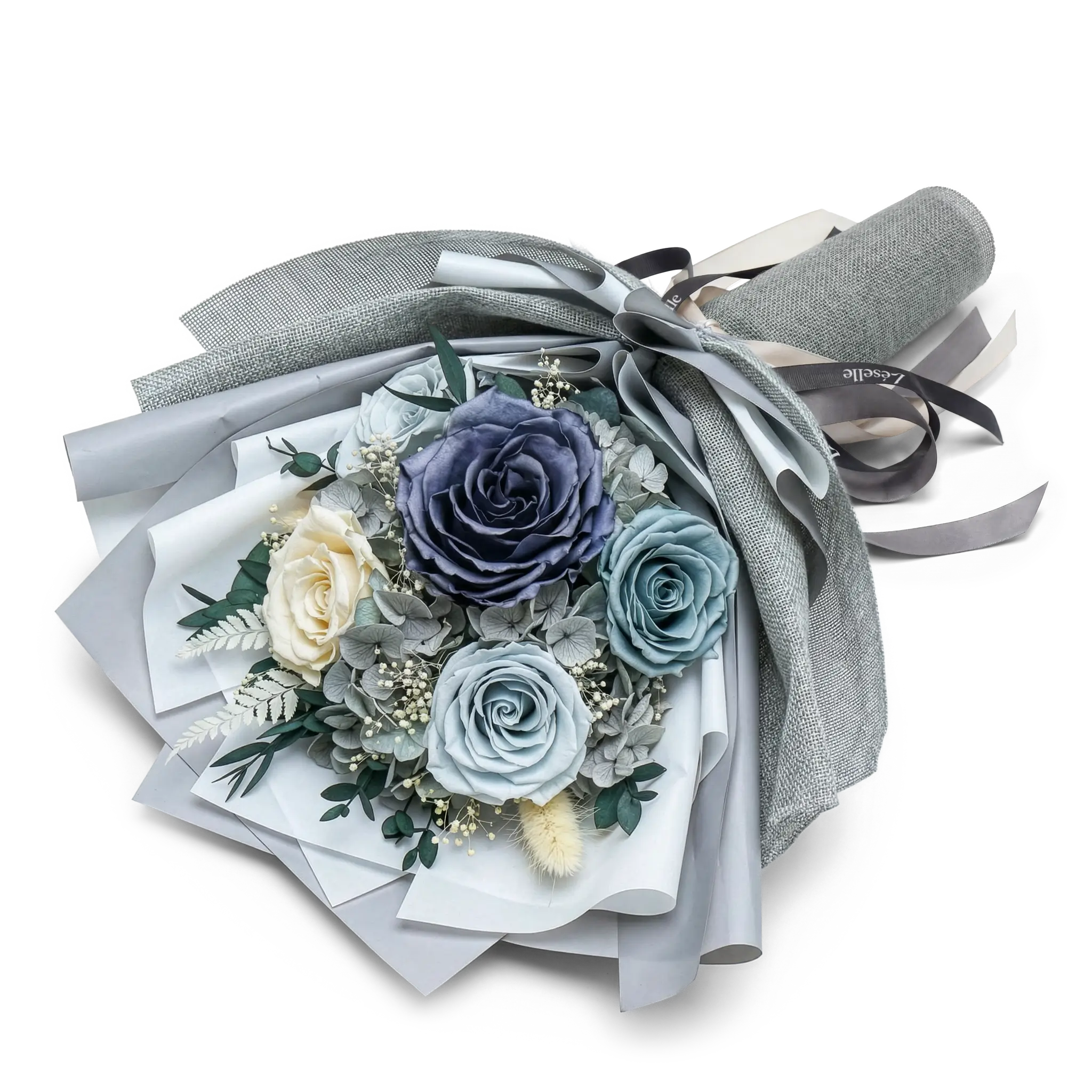 Preserved Flower Bouquet - Morandi Grey Roses