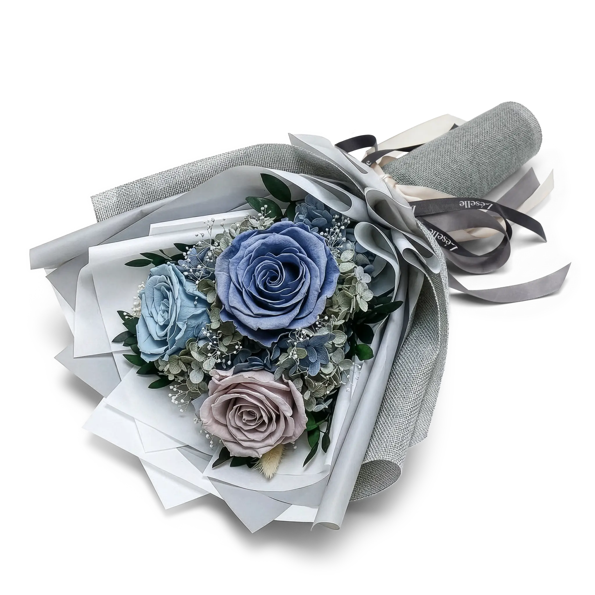 Preserved Flower Bouquet - Morandi Grey Roses