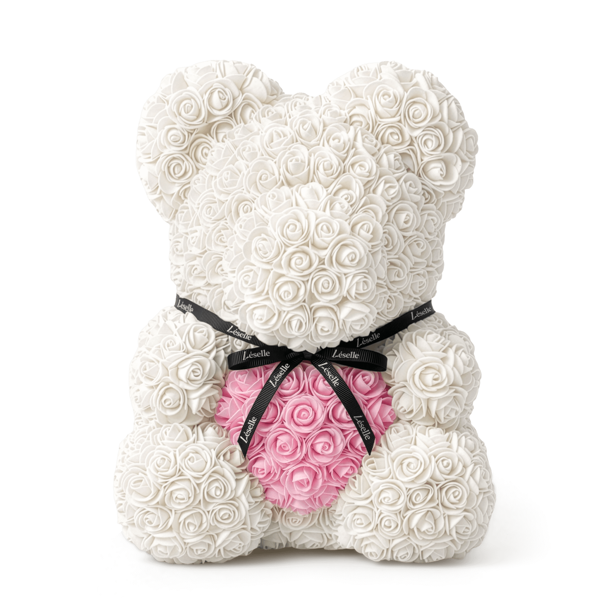 Handmade Rose Bear - Pearl White