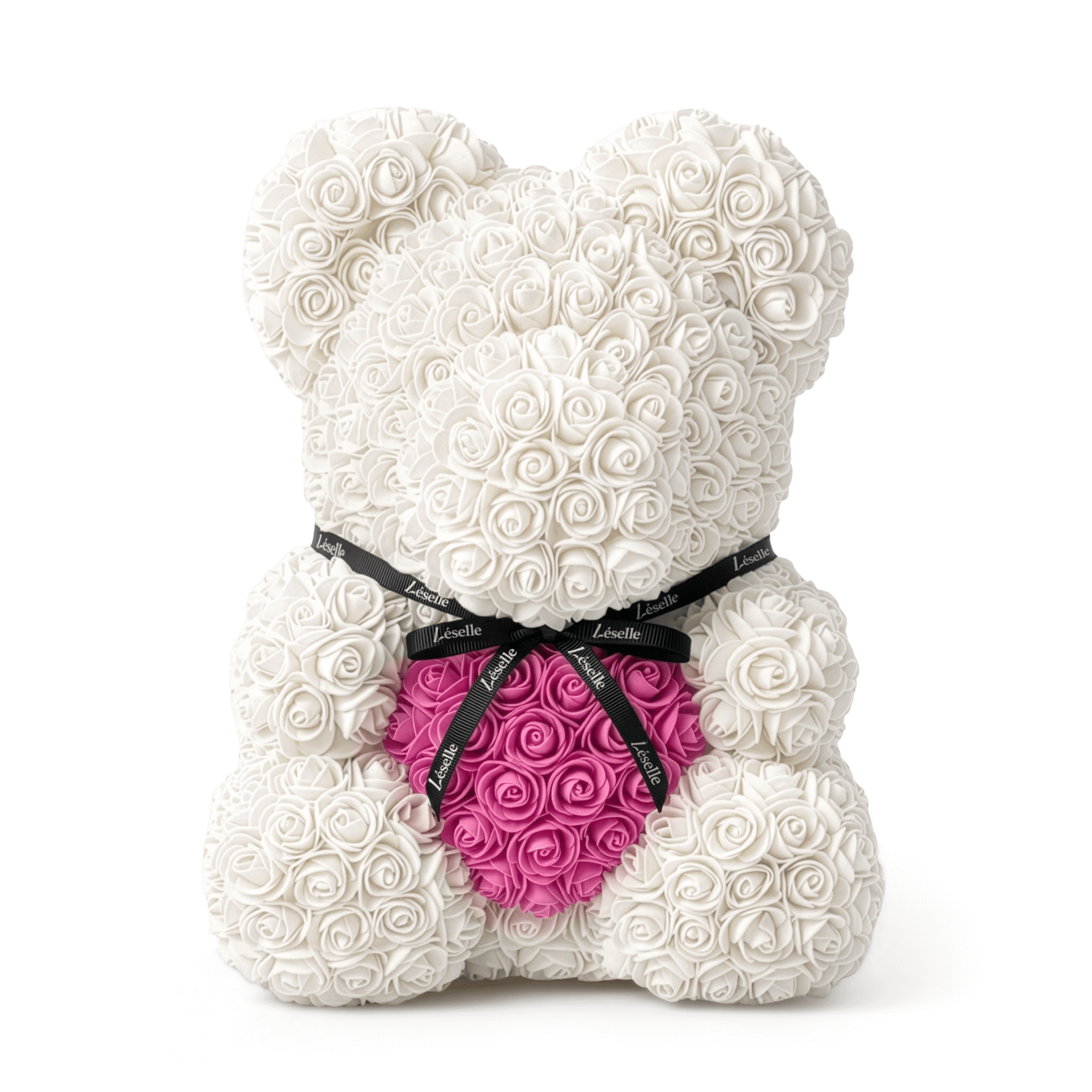 Handmade Rose Bear - Pearl White