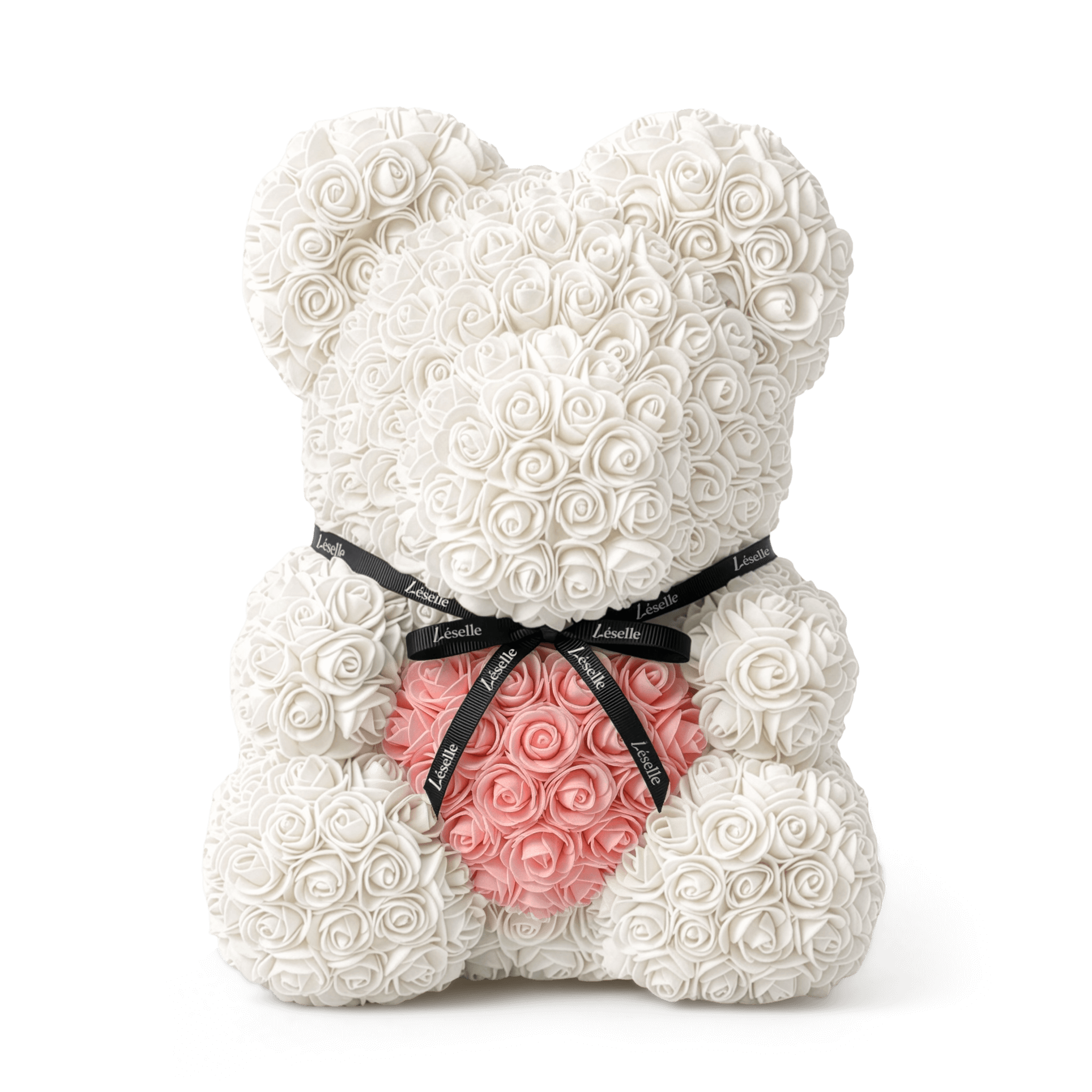 Handmade Rose Bear - Pearl White