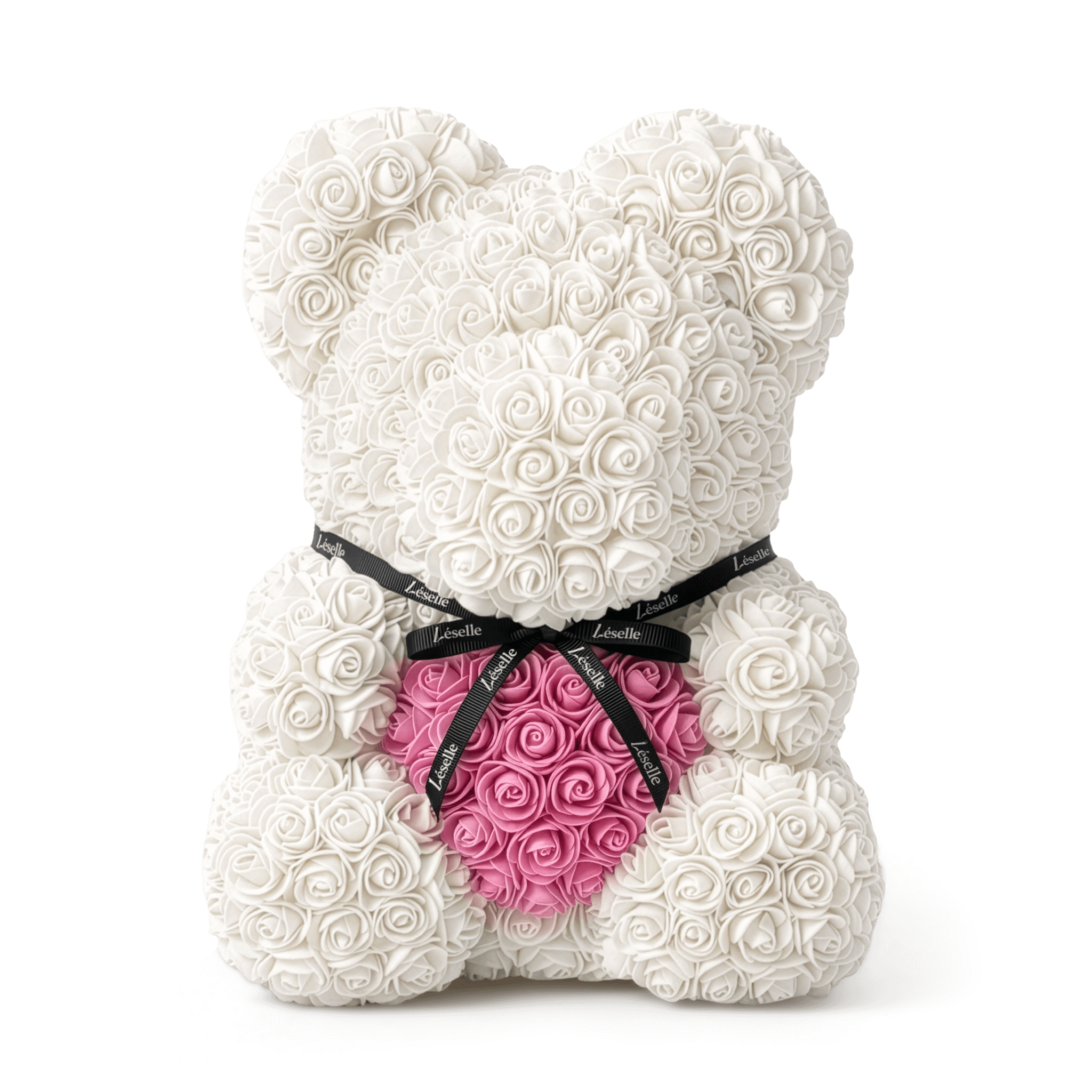 Handmade Rose Bear - Pearl White