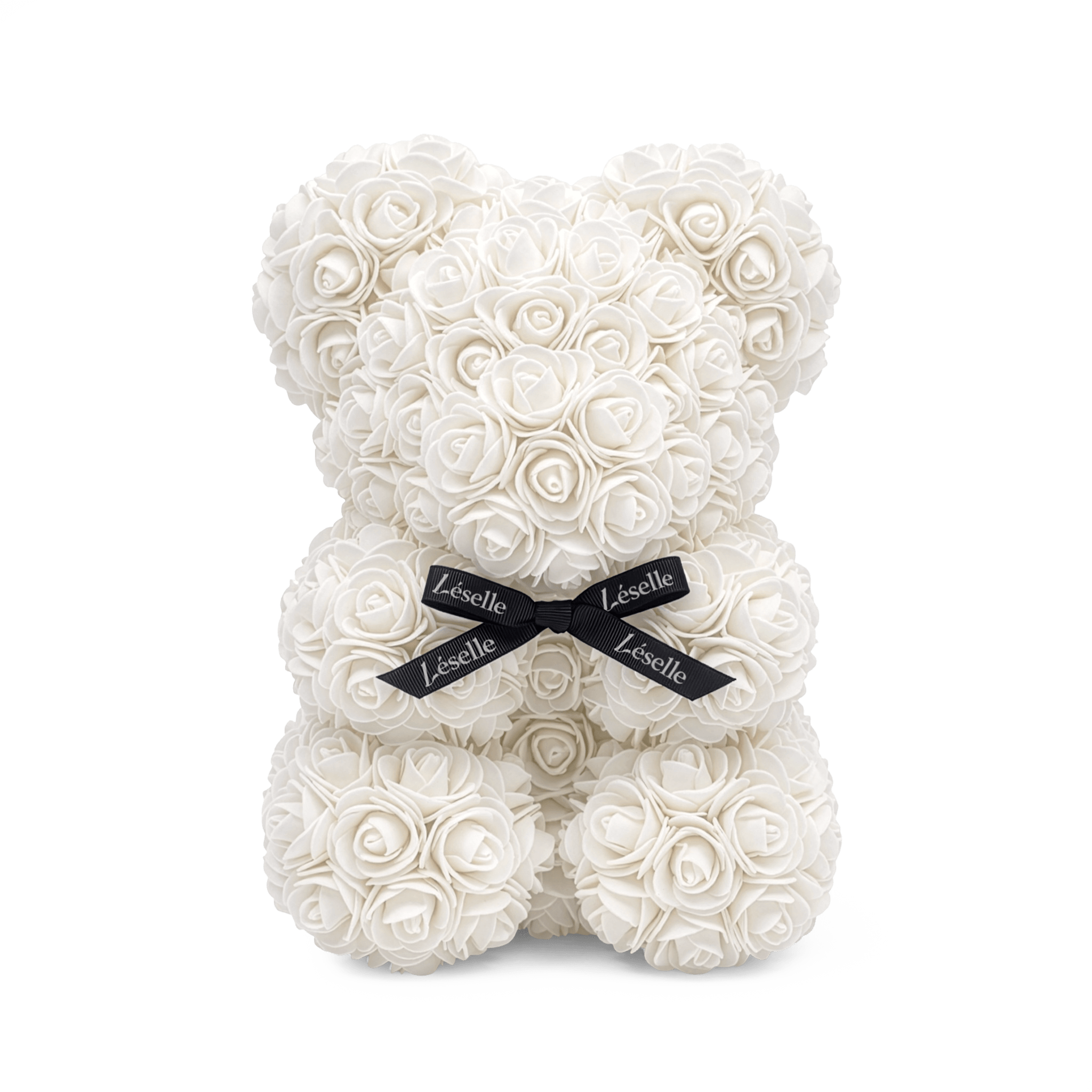 Mini Handmade Rose Bear - Pearl White