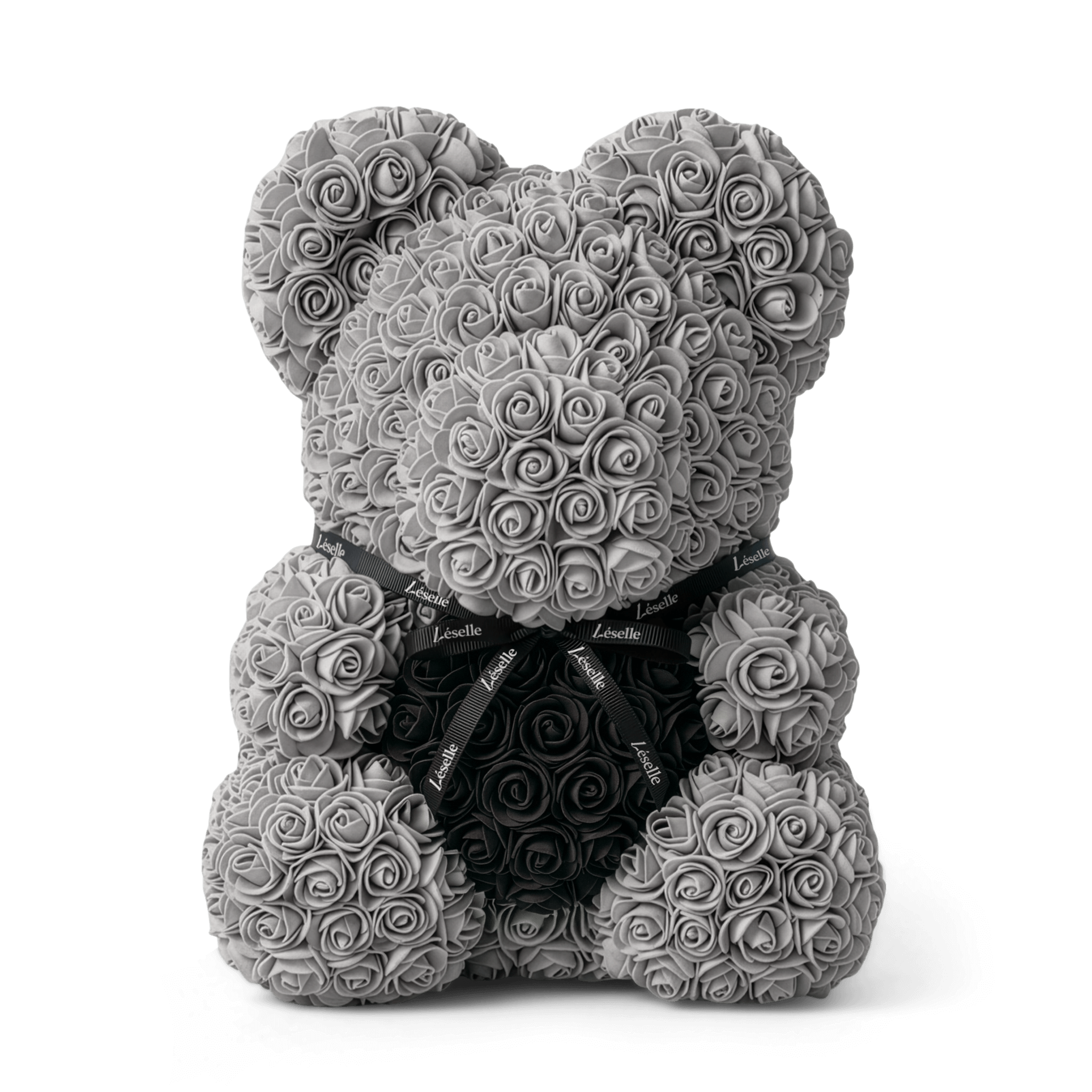 Handmade Rose Bear - Platinum Grey