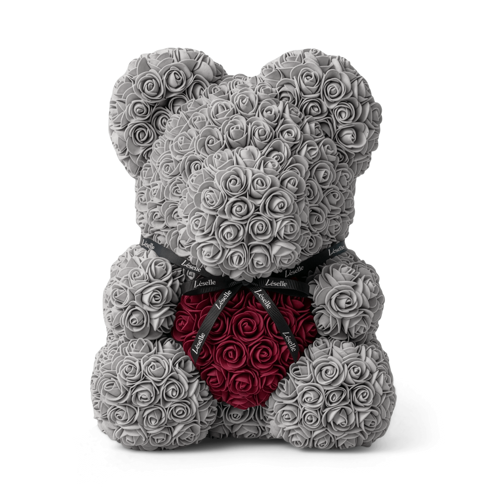 Handmade Rose Bear - Platinum Grey
