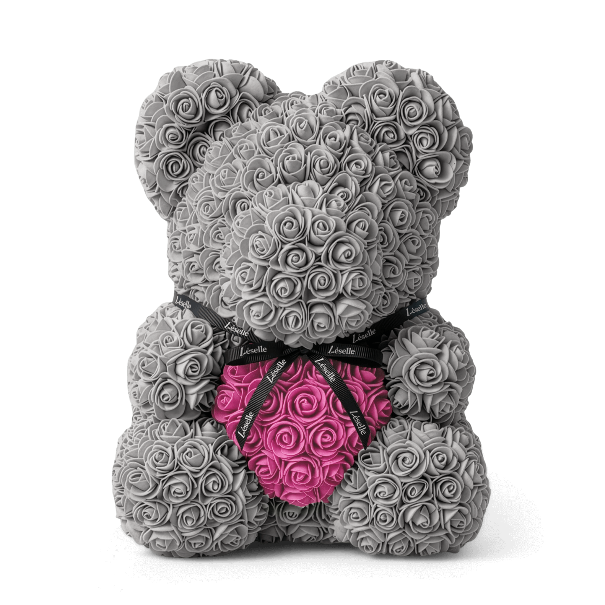 Handmade Rose Bear - Platinum Grey