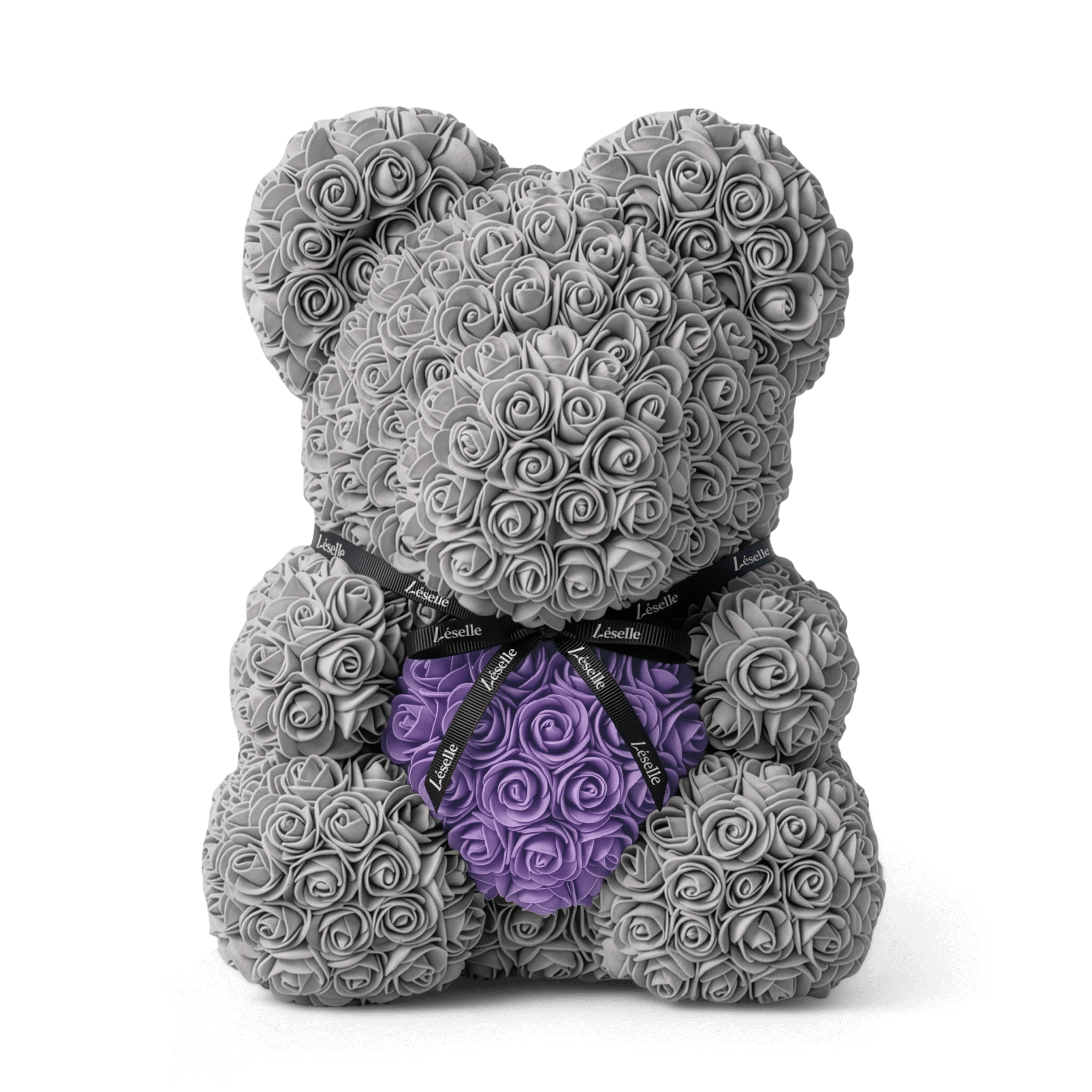 Handmade Rose Bear - Platinum Grey