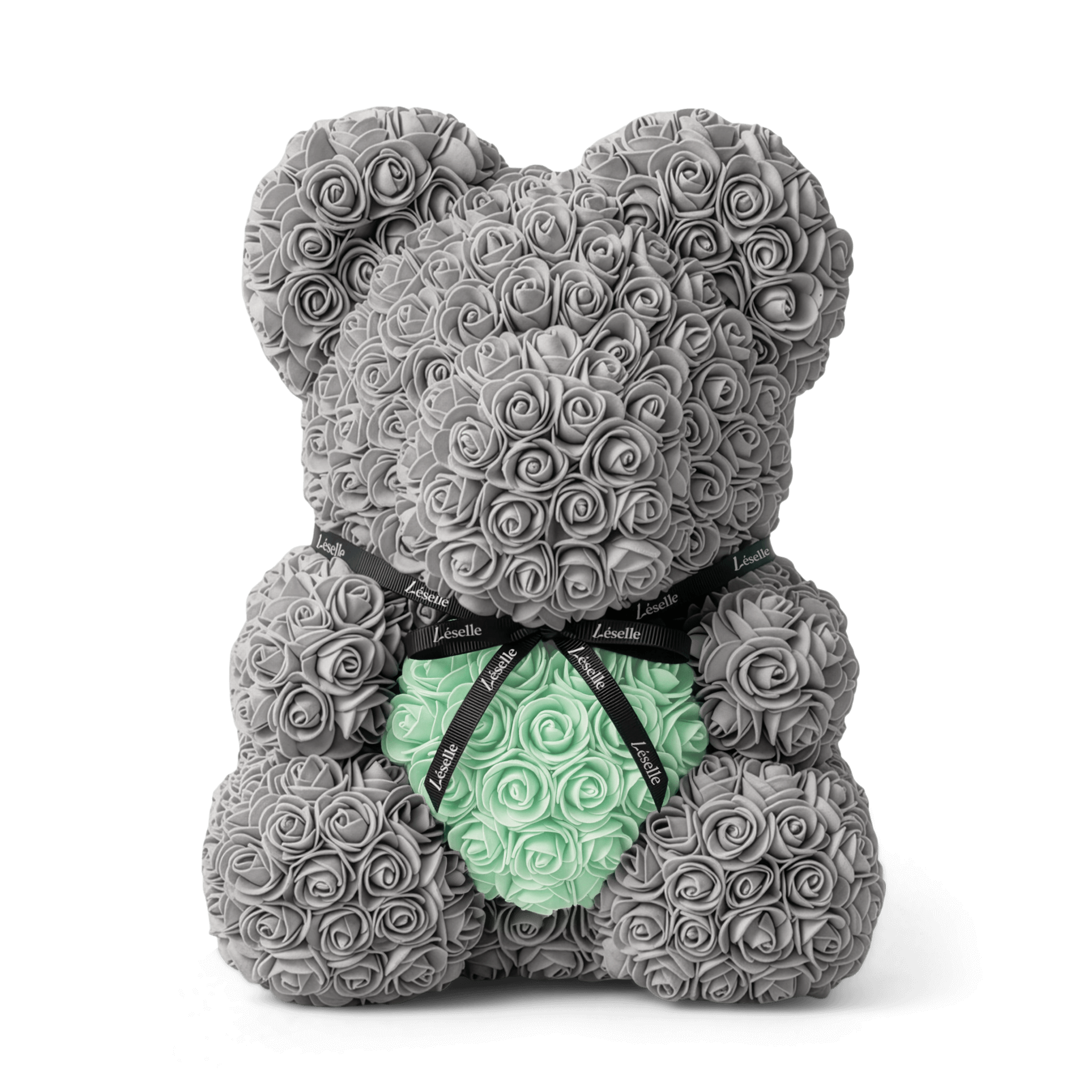 Handmade Rose Bear - Platinum Grey