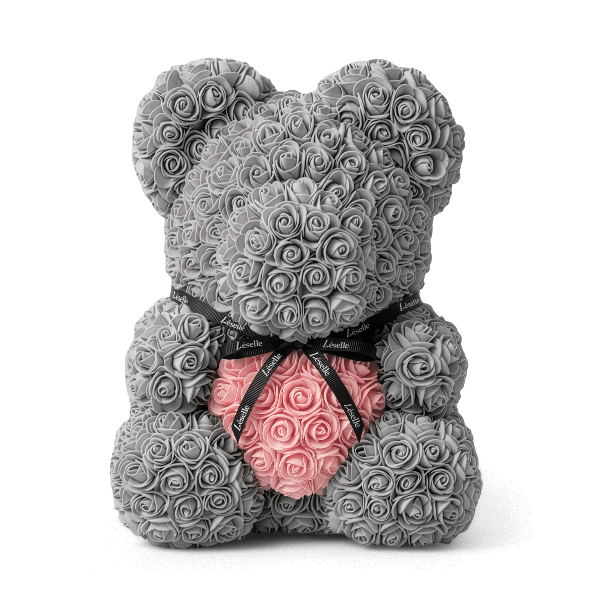 Handmade Rose Bear - Platinum Grey