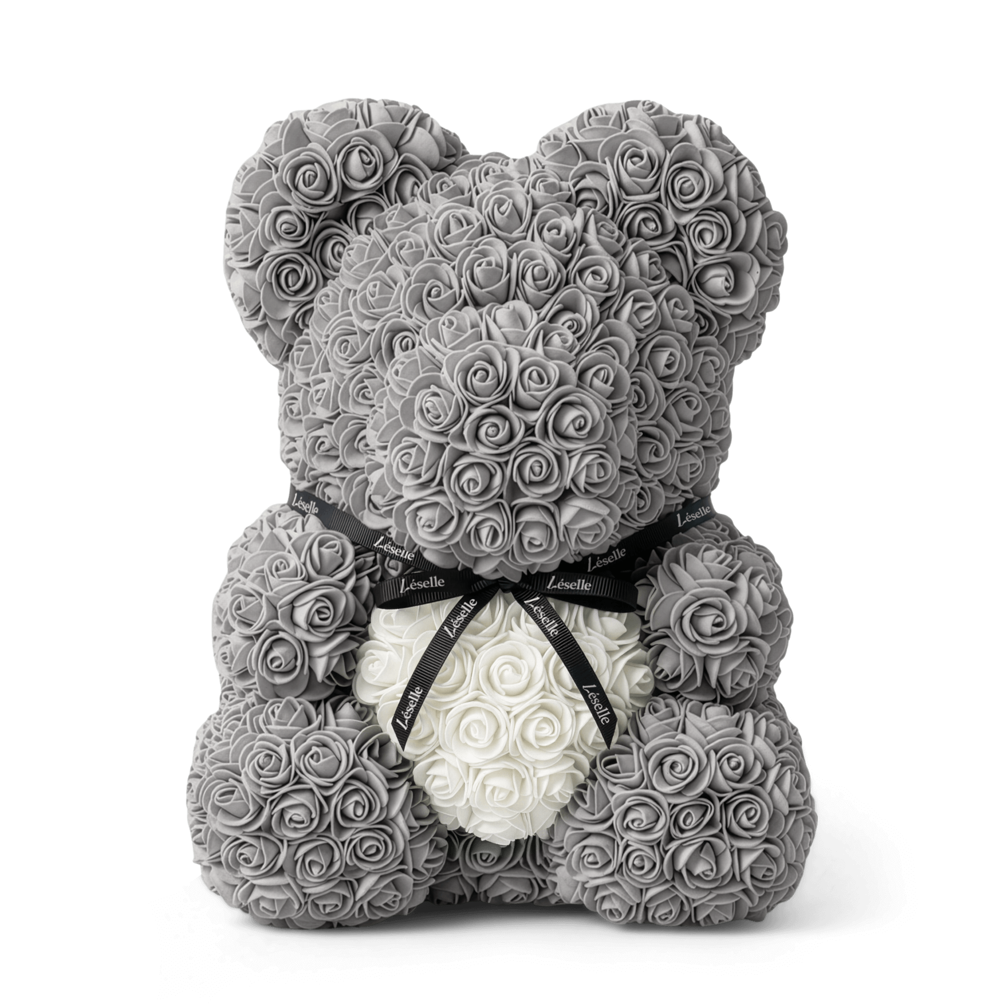 Handmade Rose Bear - Platinum Grey