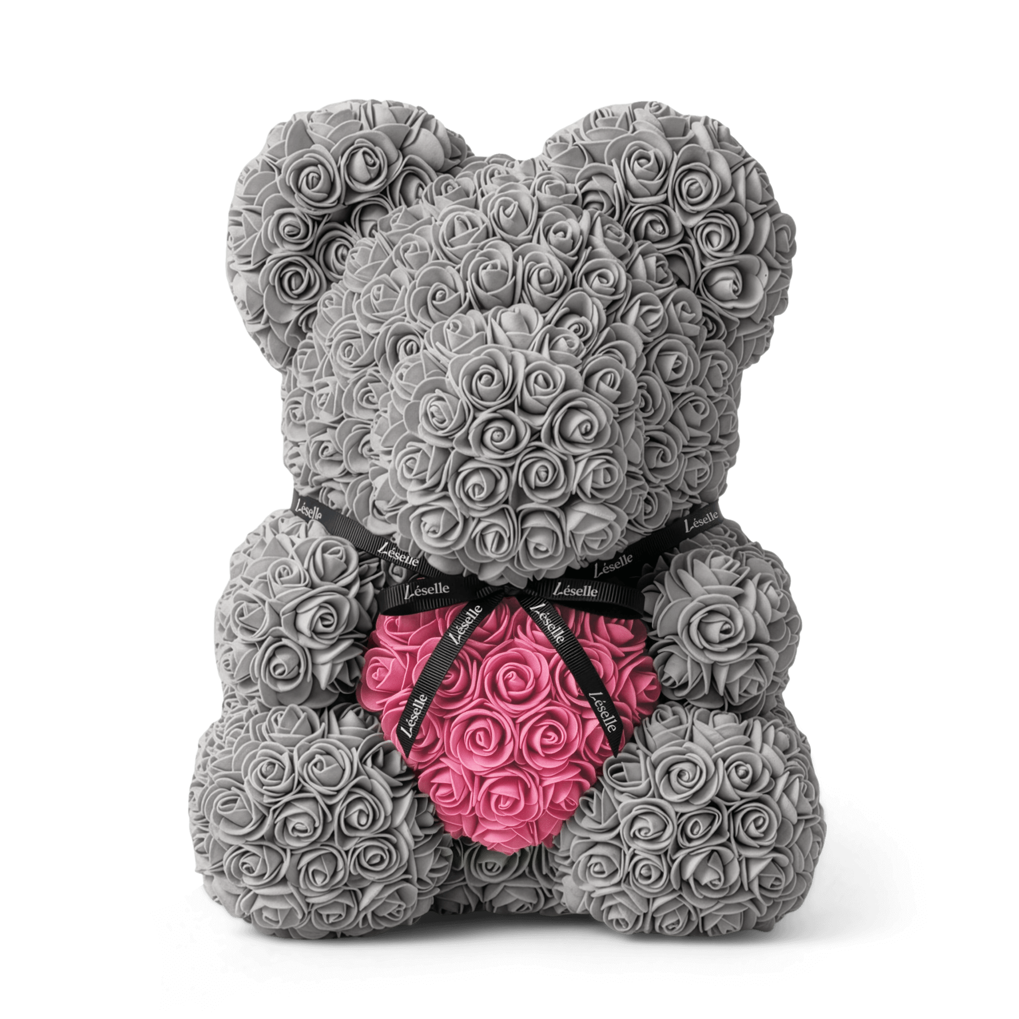 Handmade Rose Bear - Platinum Grey