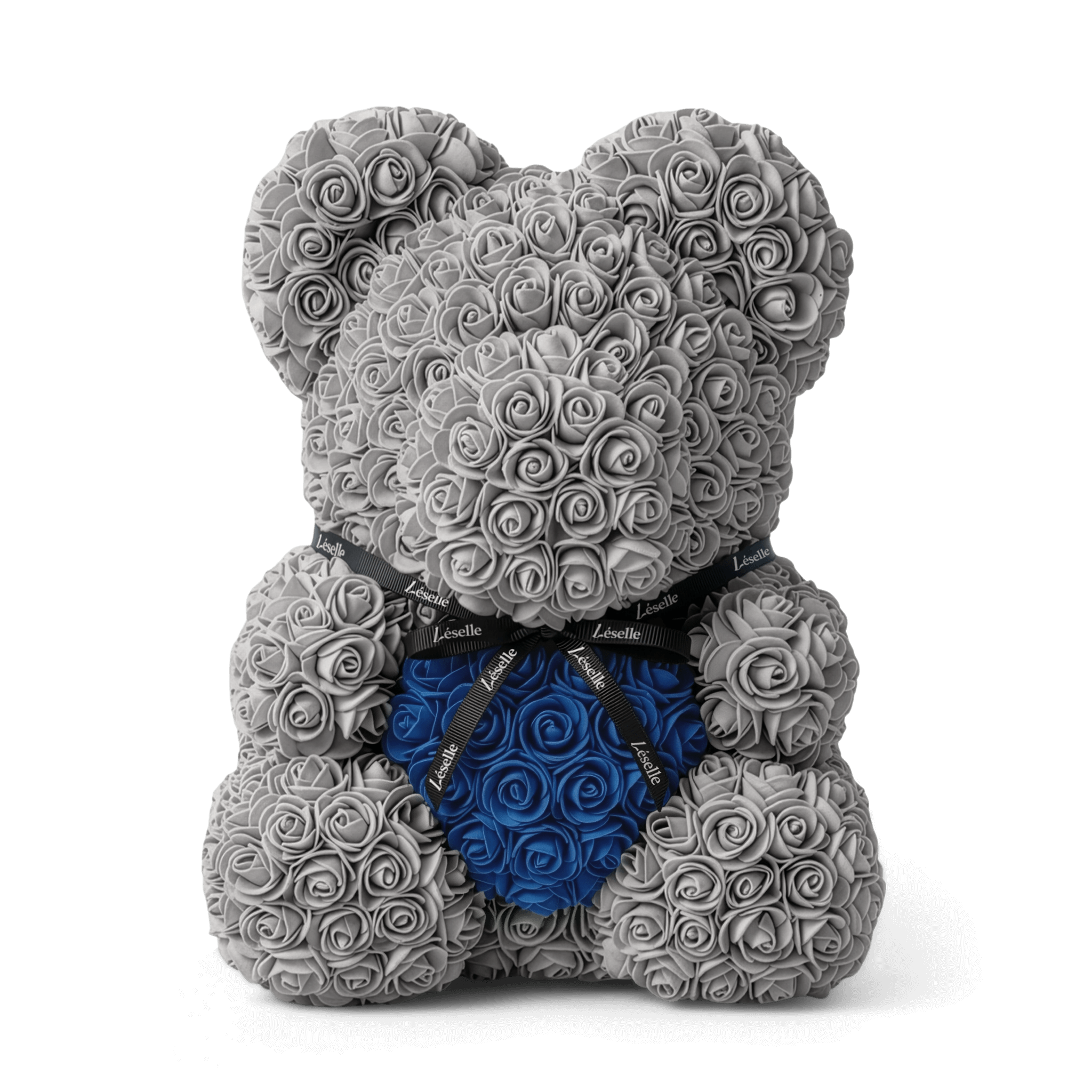 Handmade Rose Bear - Platinum Grey