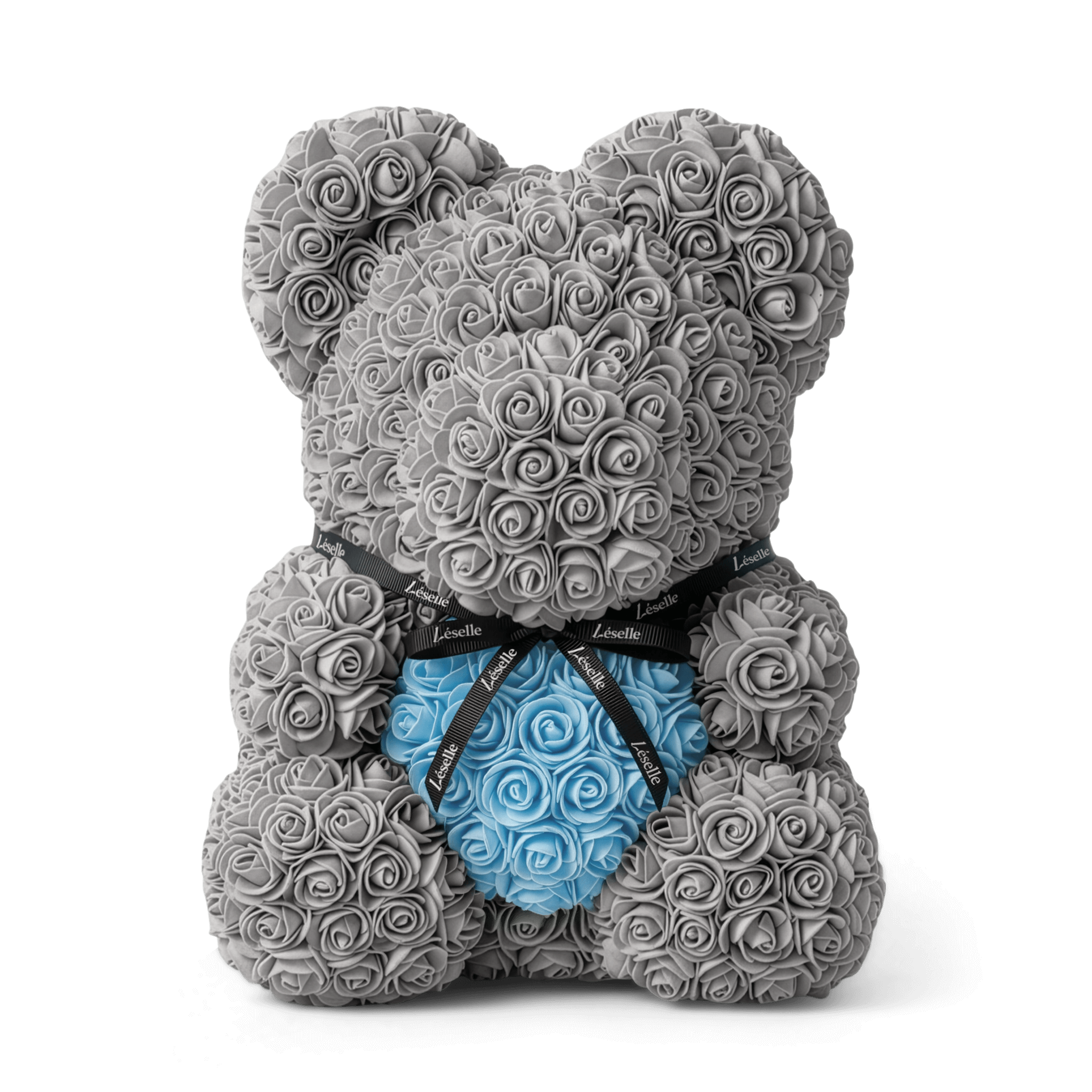 Handmade Rose Bear - Platinum Grey