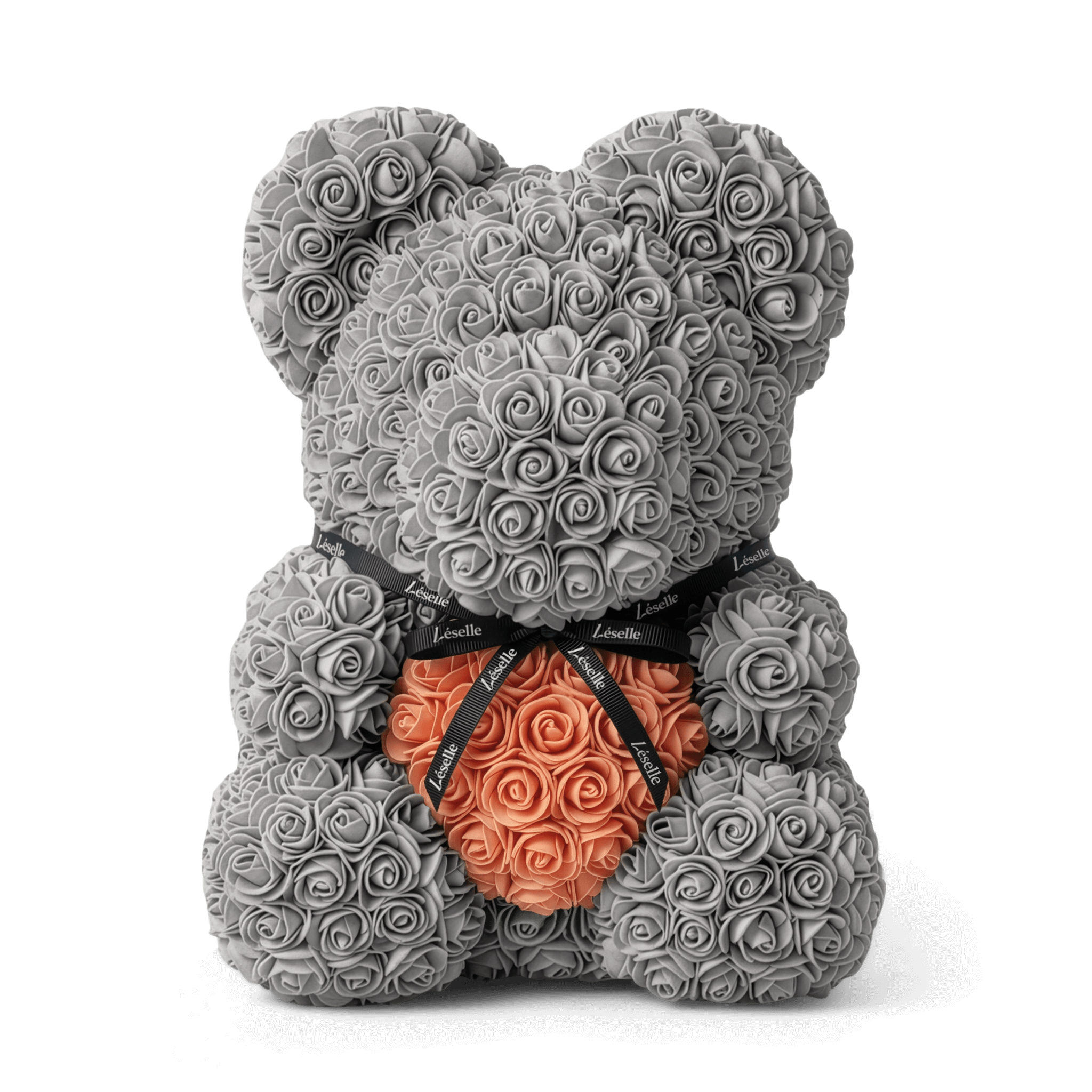 Handmade Rose Bear - Platinum Grey