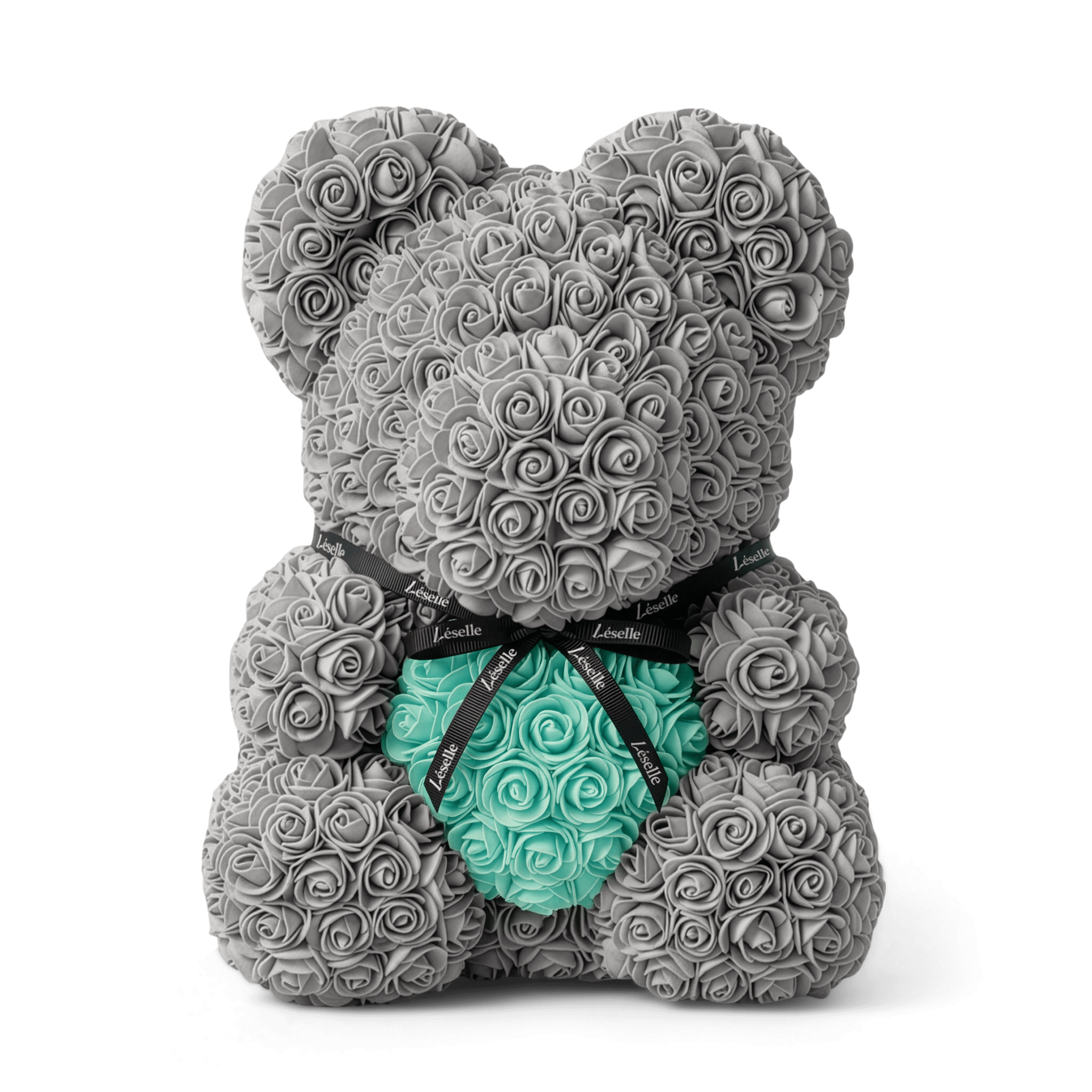 Handmade Rose Bear - Platinum Grey