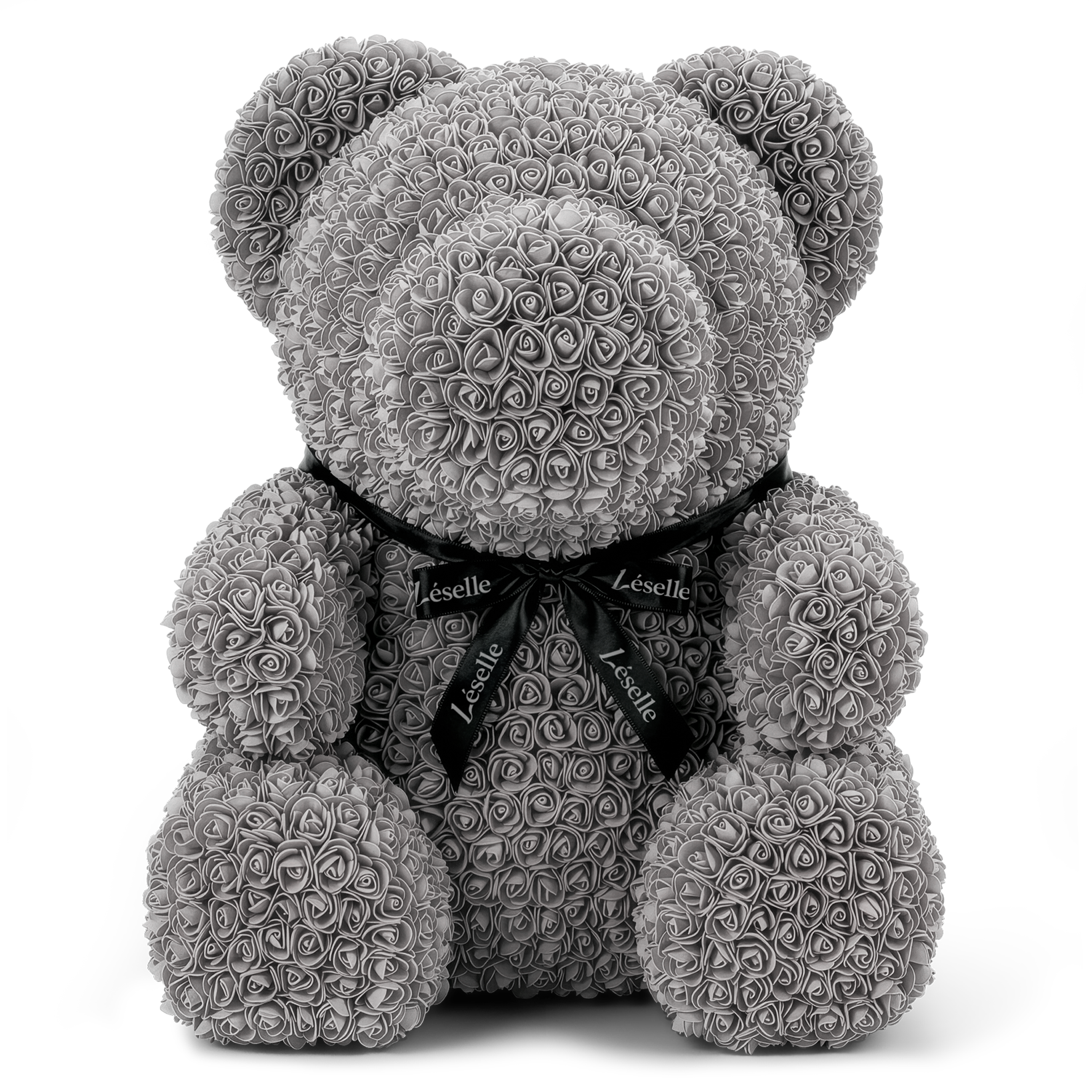 Giant Handmade Rose Bear - Platinum Grey