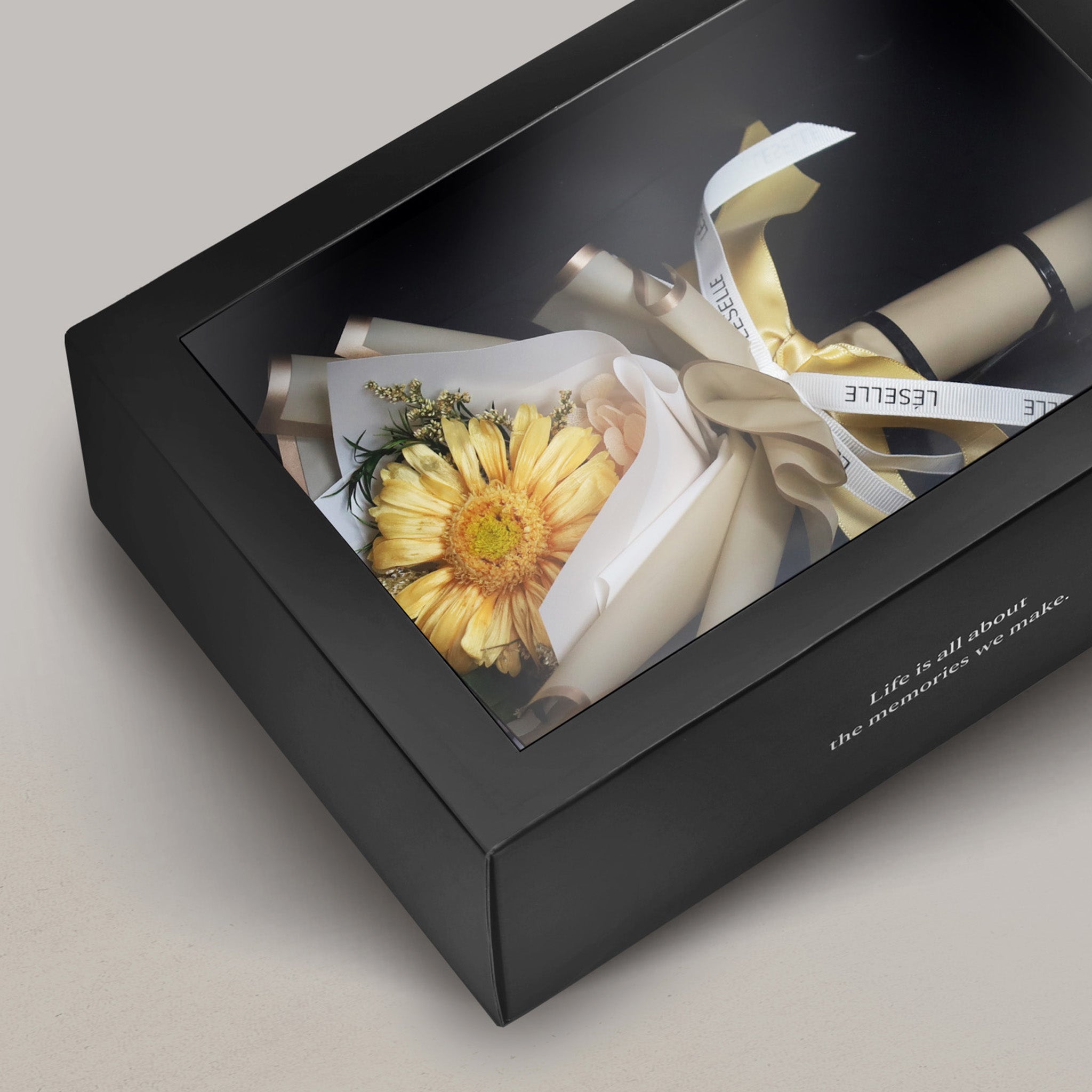 Sunlit Champagne Single Preserved Gerbera Bouquet