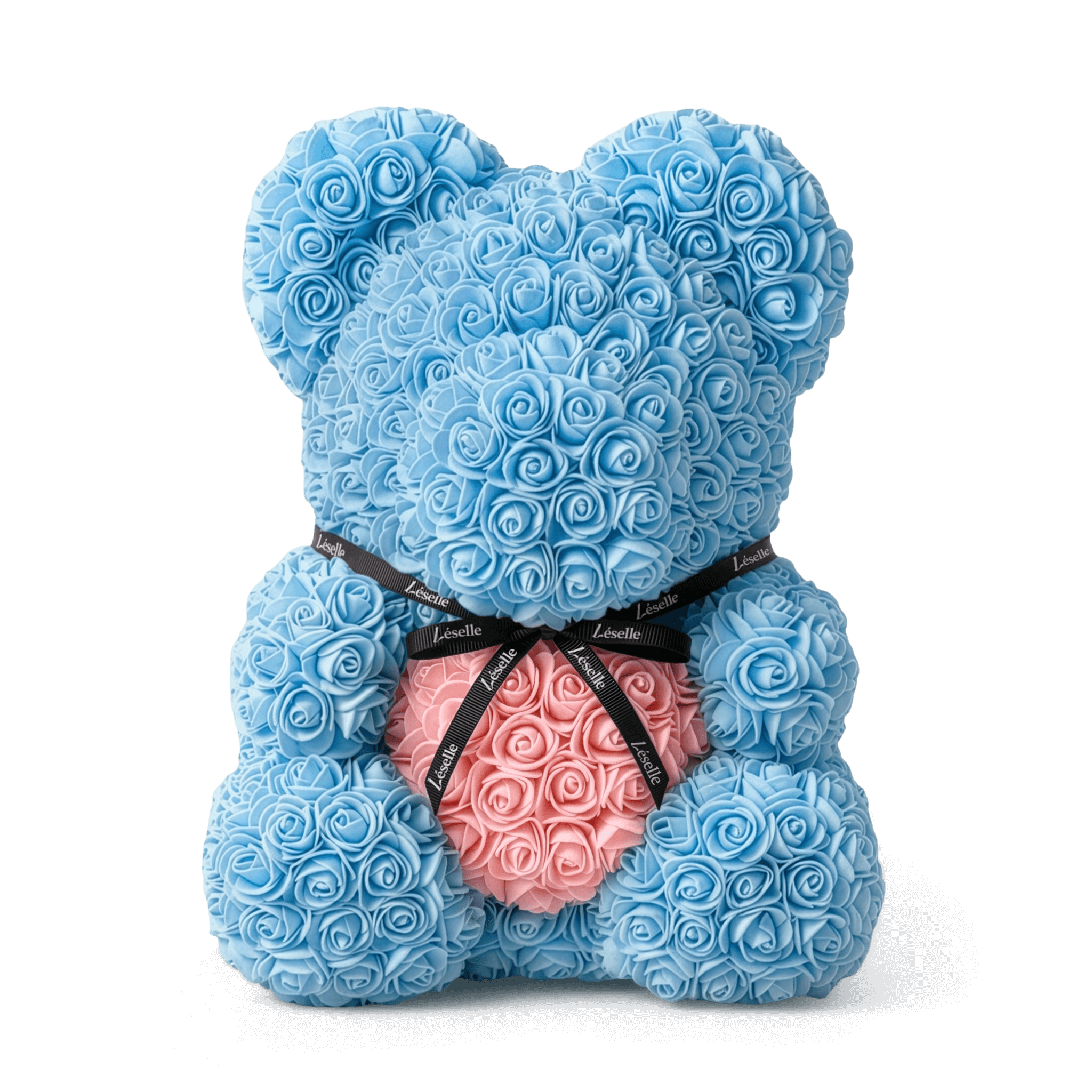 Handmade Rose Bear - Sky Blue