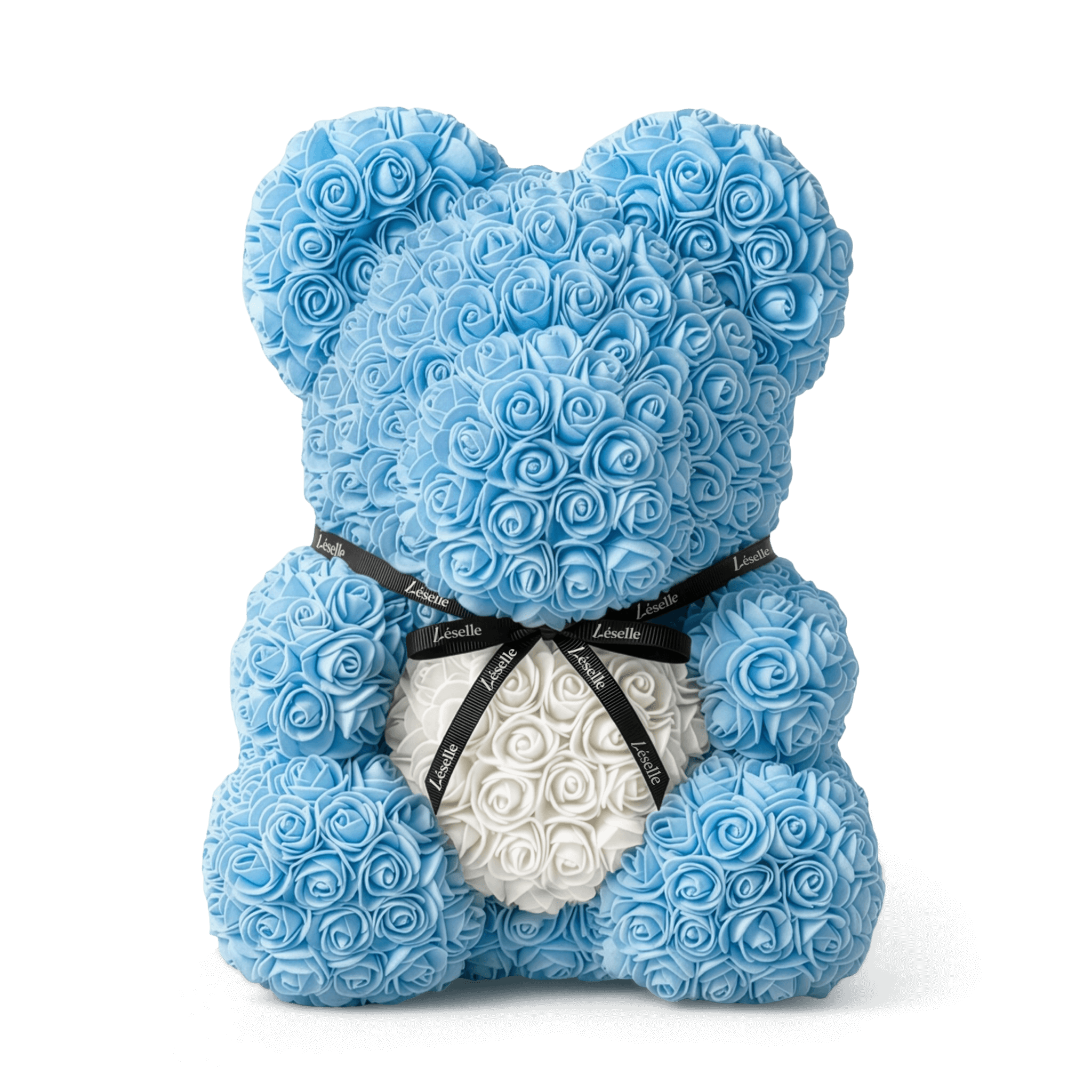 Handmade Rose Bear - Sky Blue