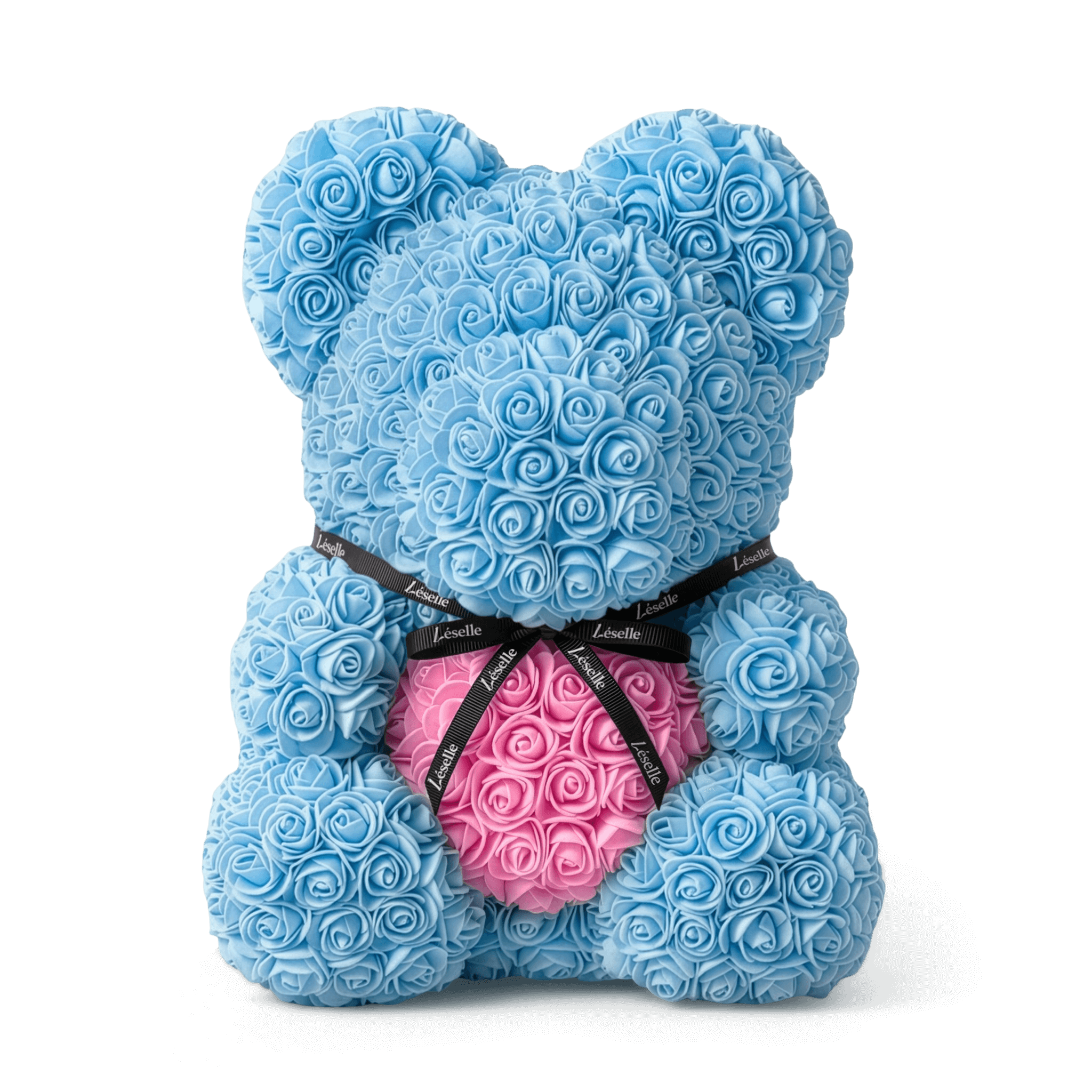 Handmade Rose Bear - Sky Blue