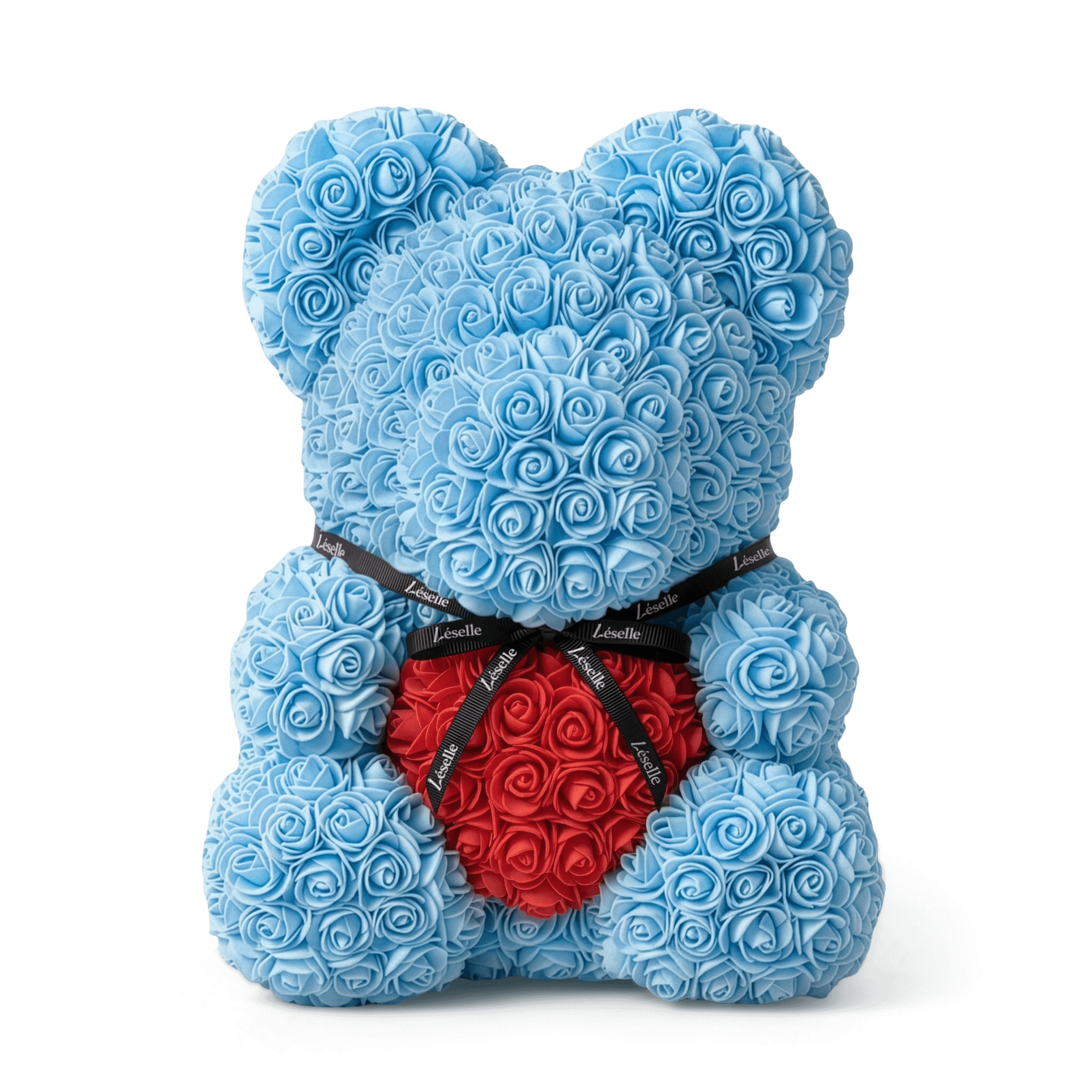 Handmade Rose Bear - Sky Blue