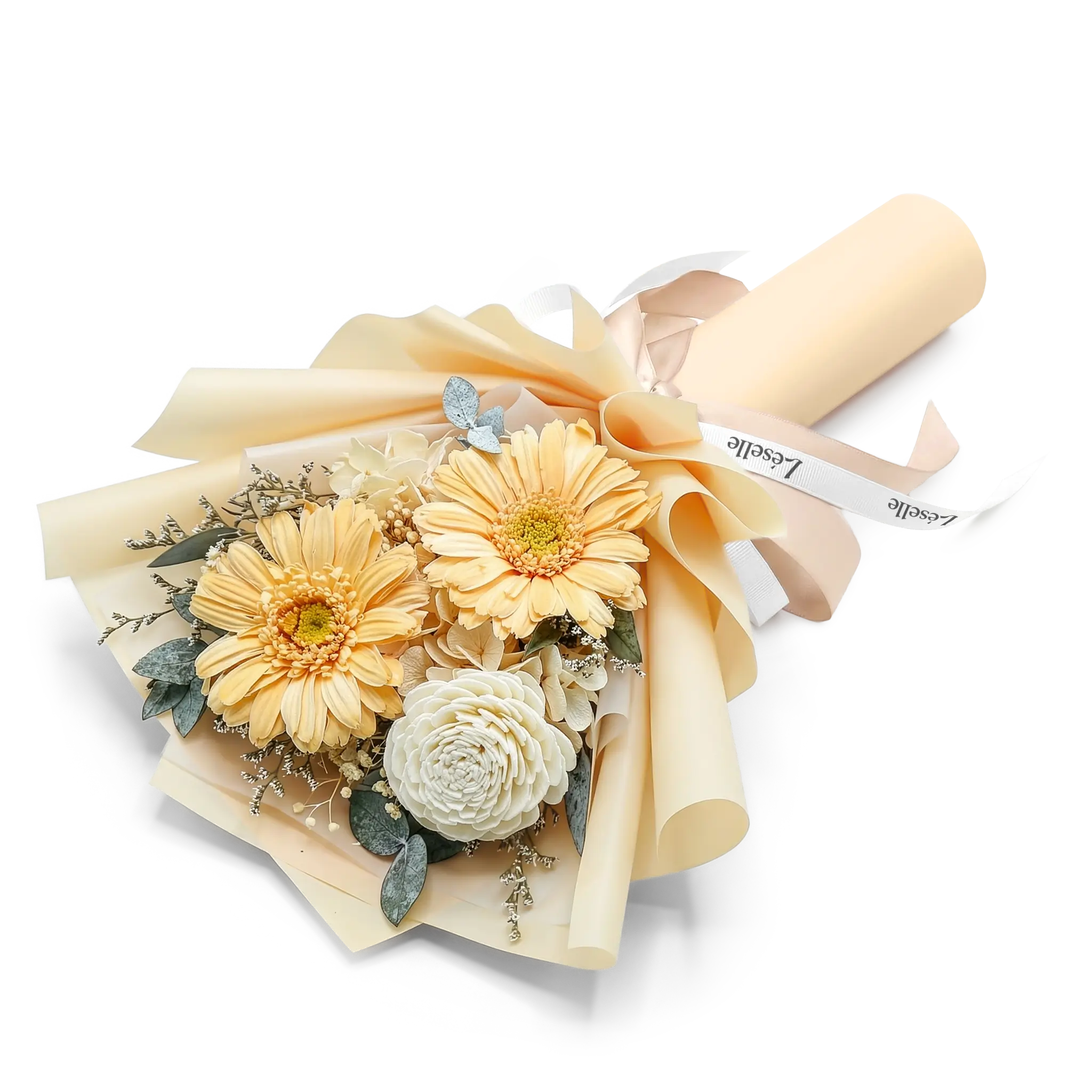 Sunlit Apricot Duo Preserved Gerbera Bouquet