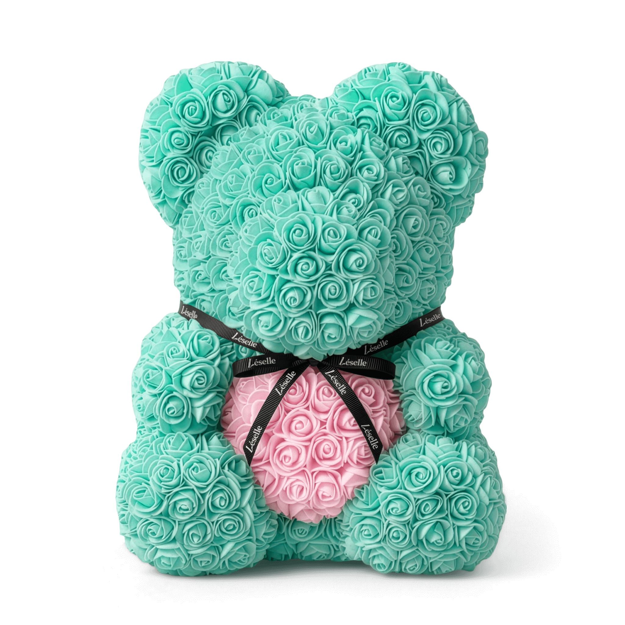 Handmade Rose Bear - Tiffany Blue