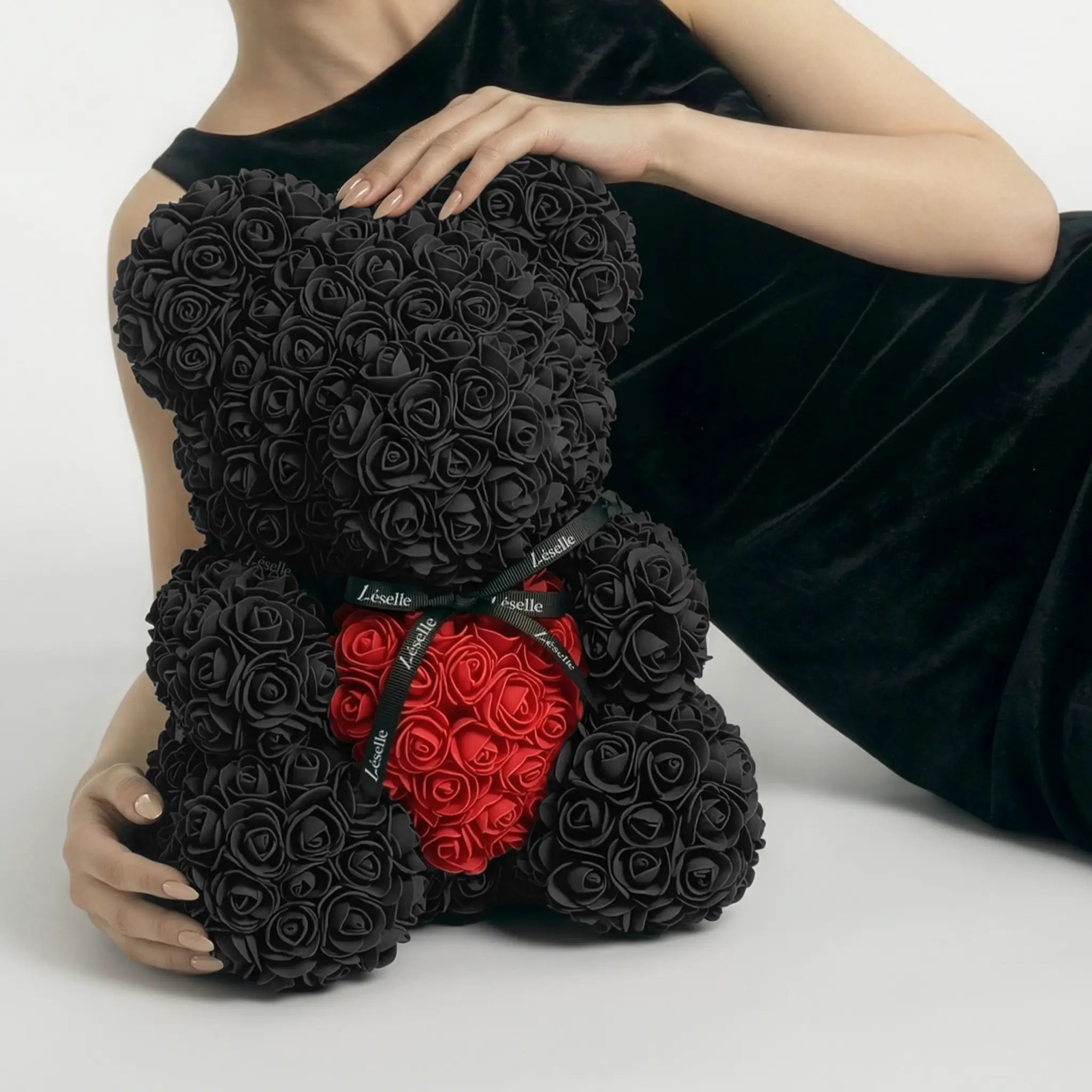 Eternal Rose Bear - Ebony Black Edition