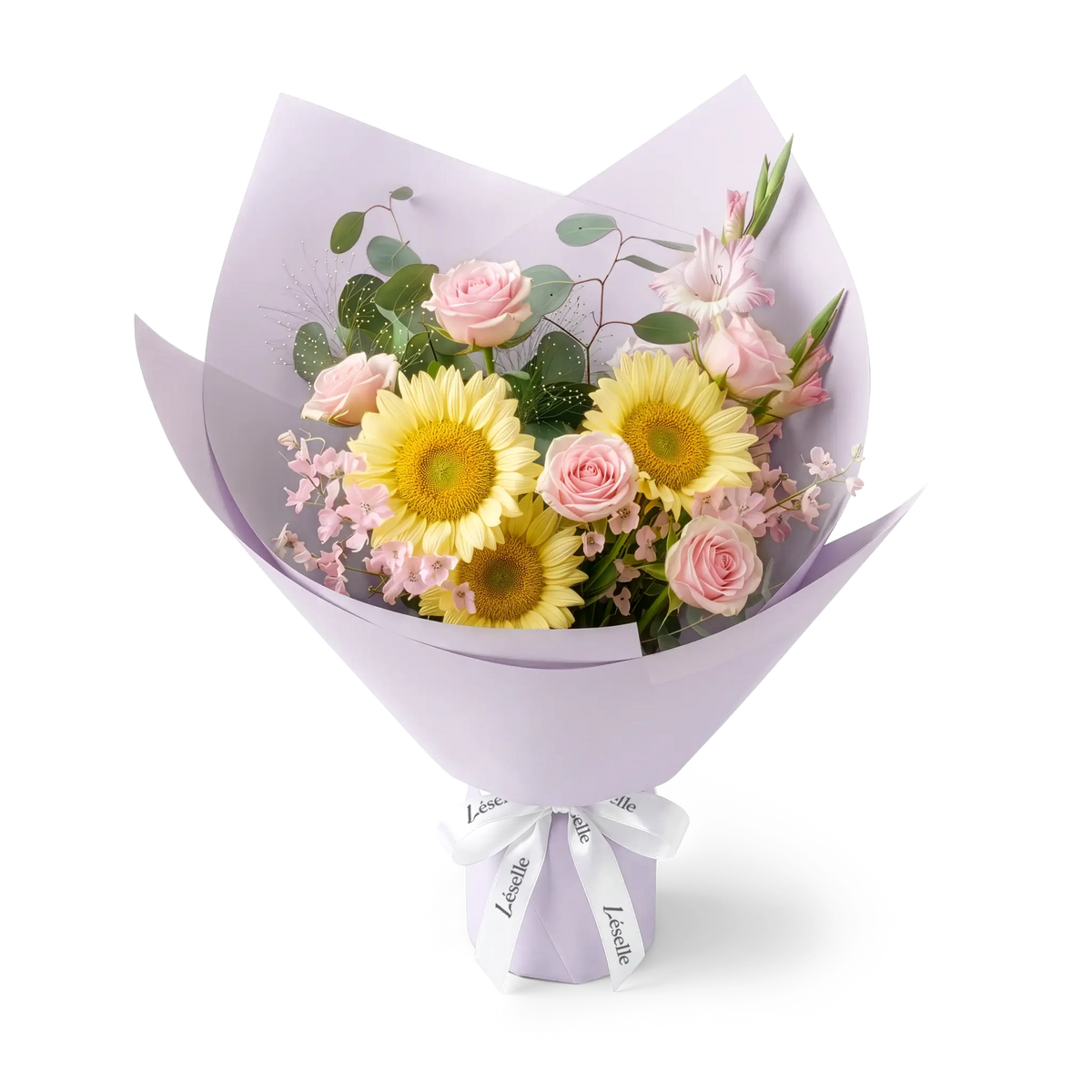 Gentle Radiance Sunflower & Pink Rose Bouquet