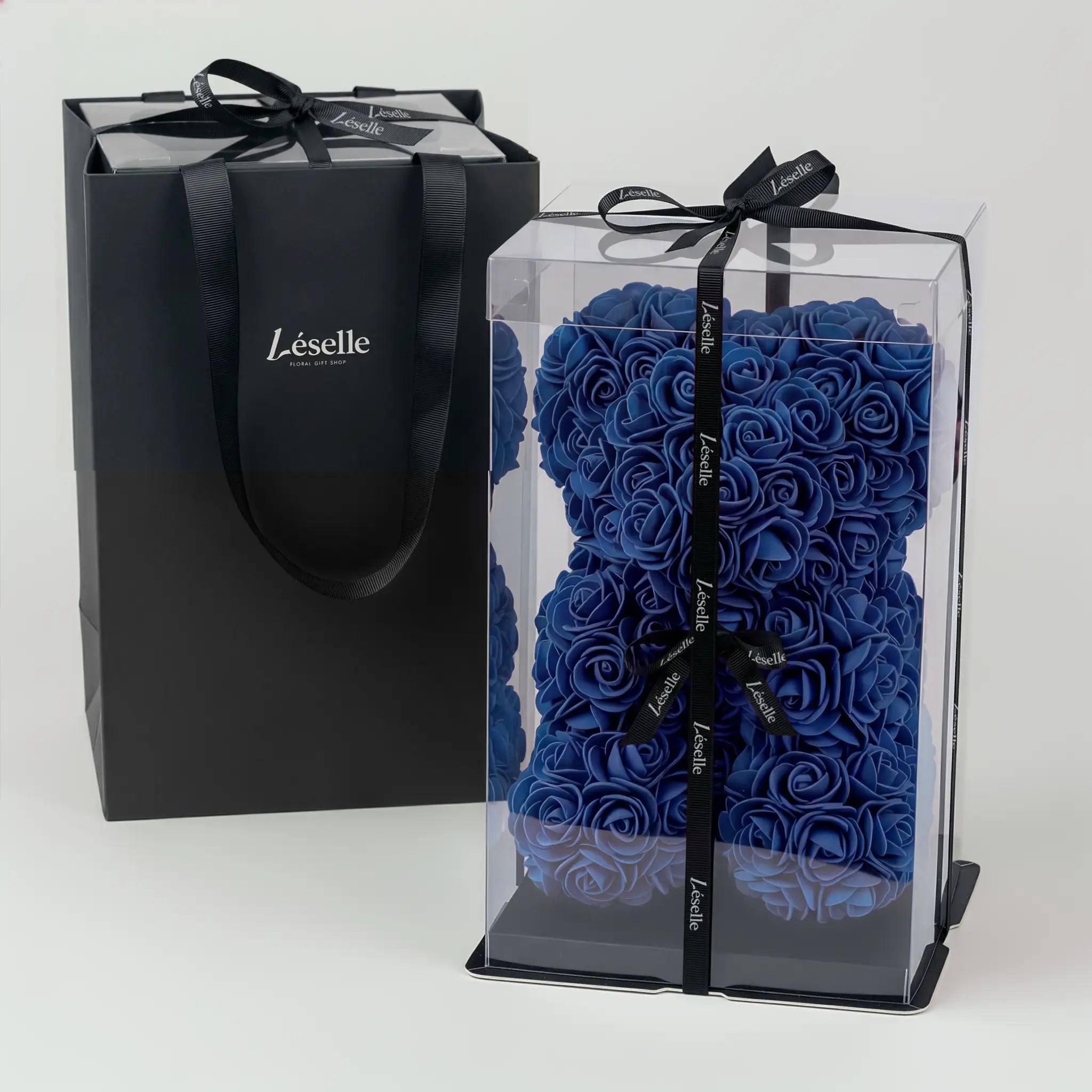 Mini Handmade Rose Bear - Royal Blue