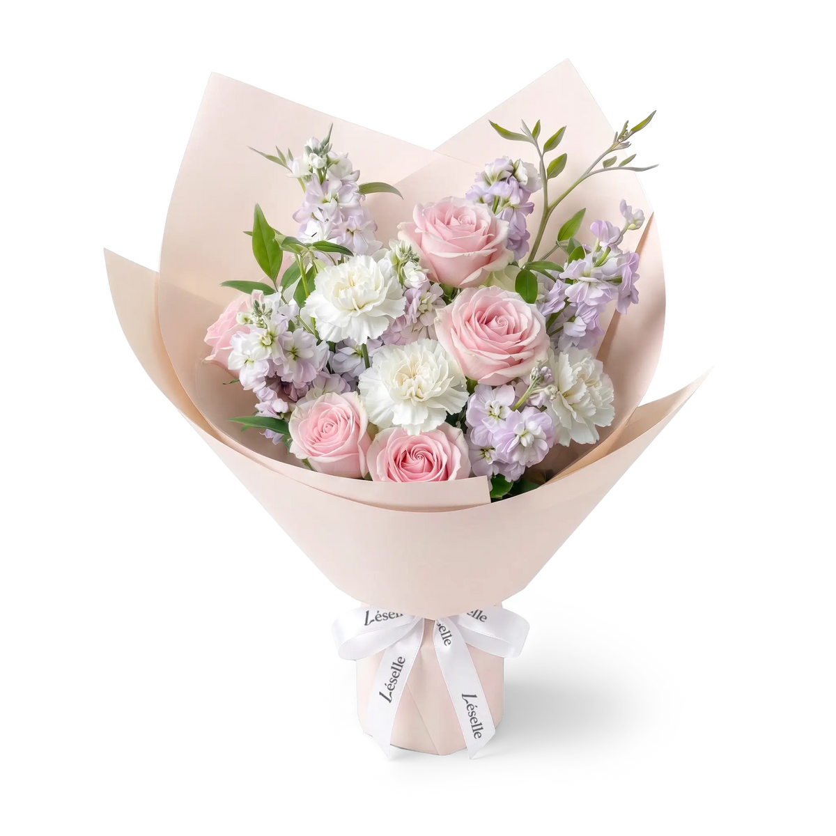 Tender Pink Rose & White Carnation Bouquet