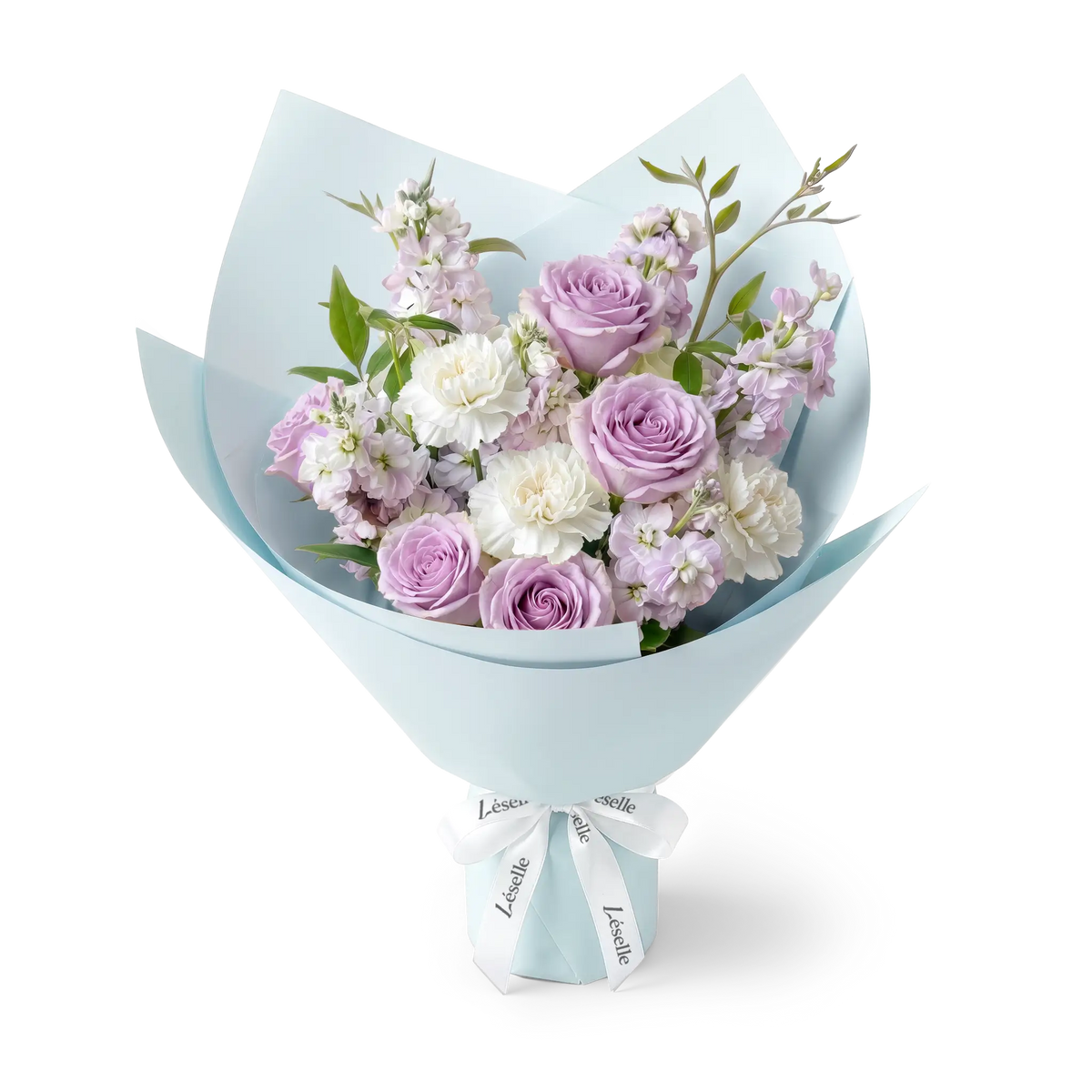 Enchanted Purple Rose & White Carnation Bouquet